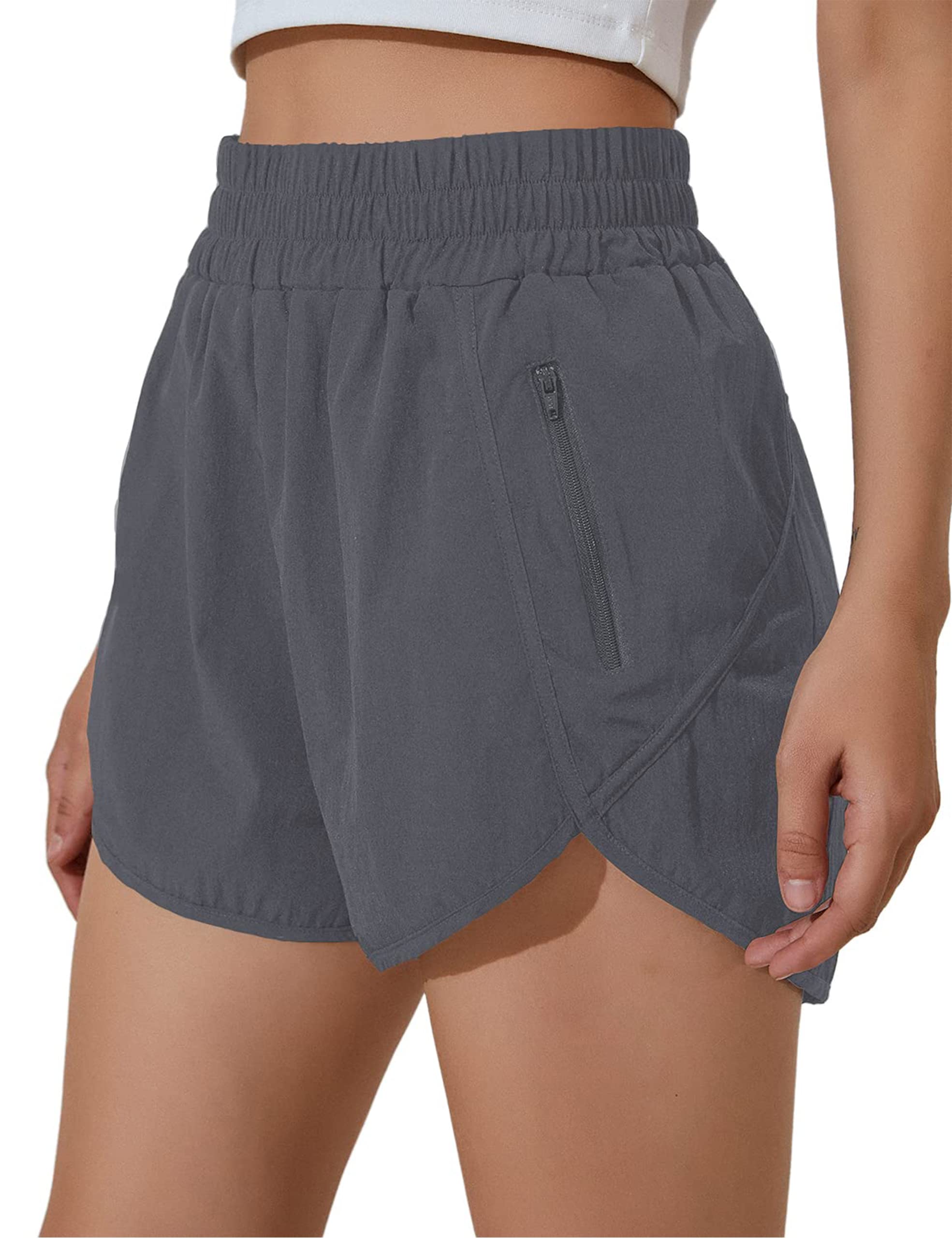 BMJL Women's High Waisted Running Shorts with Pockets - Elastic Waistband, Quick Dry Athletic Workout Shorts for Jogging, Yoga & Gym Training