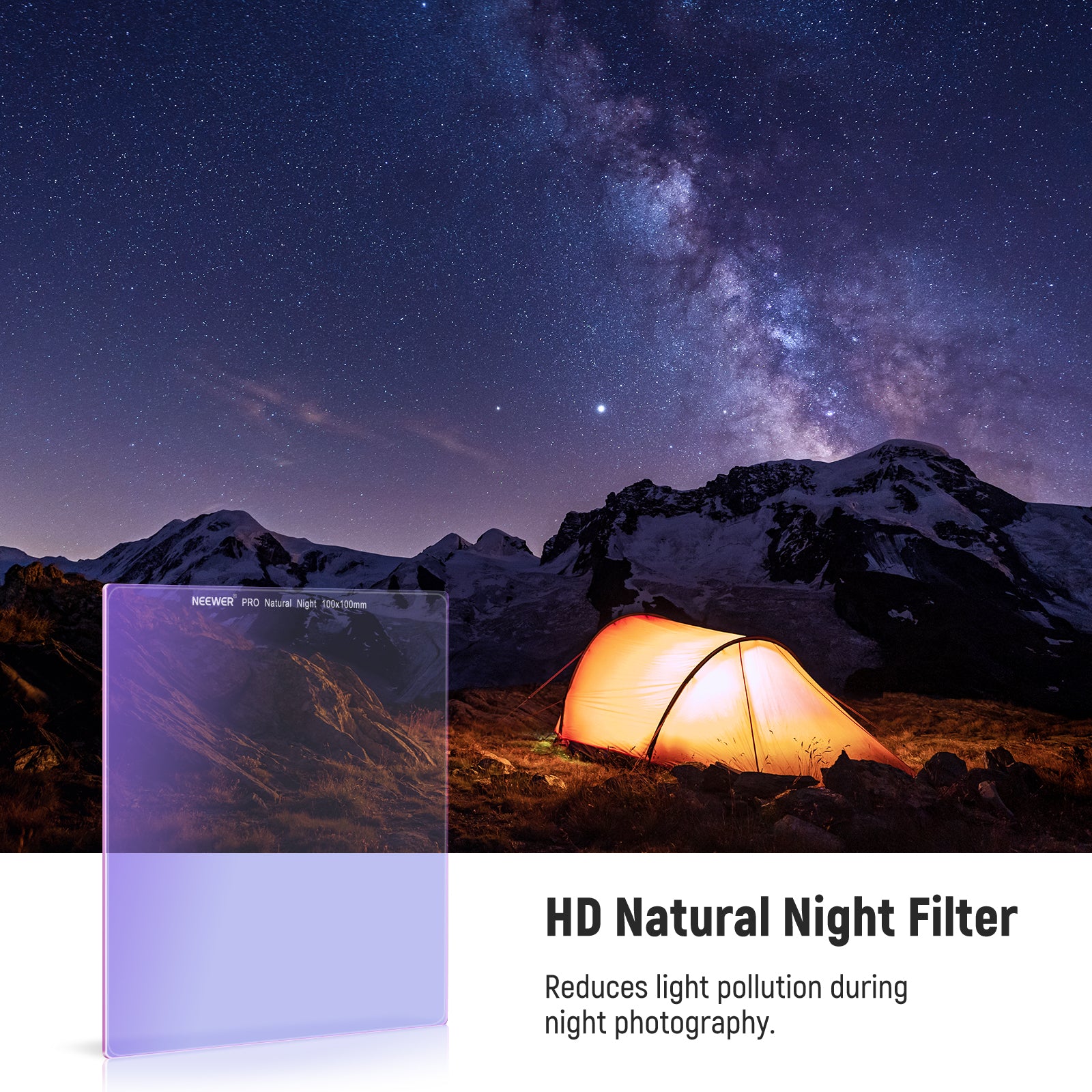 NEEWER FL SQ6 100x100mm Square Photography Filter for Night & Low Light Shooting - Perfect for Landscape, Astrophotography & Long Exposure Photography