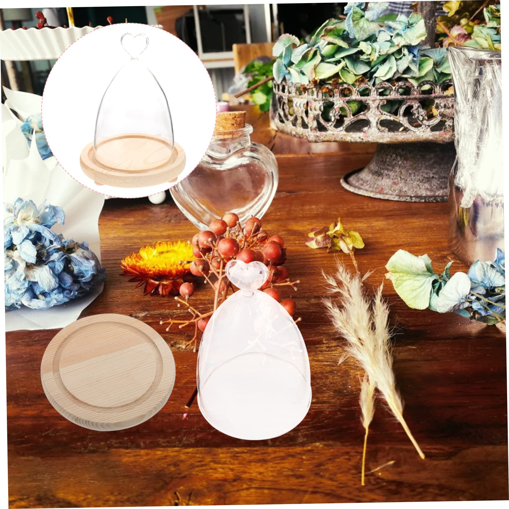 GALPADA Preserved Flower Glass Dome with Wood Base - Transparent Display Case for Eternal Roses, Home Decor Centerpiece, Wedding Table Decoration & Gift Box Display
