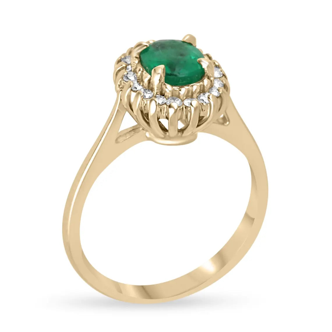 1.05 Carat Vivid Green Oval Emerald Halo Diamond Engagement Ring for Women - Elegant Wedding, Proposal & Anniversary Jewelry Gift