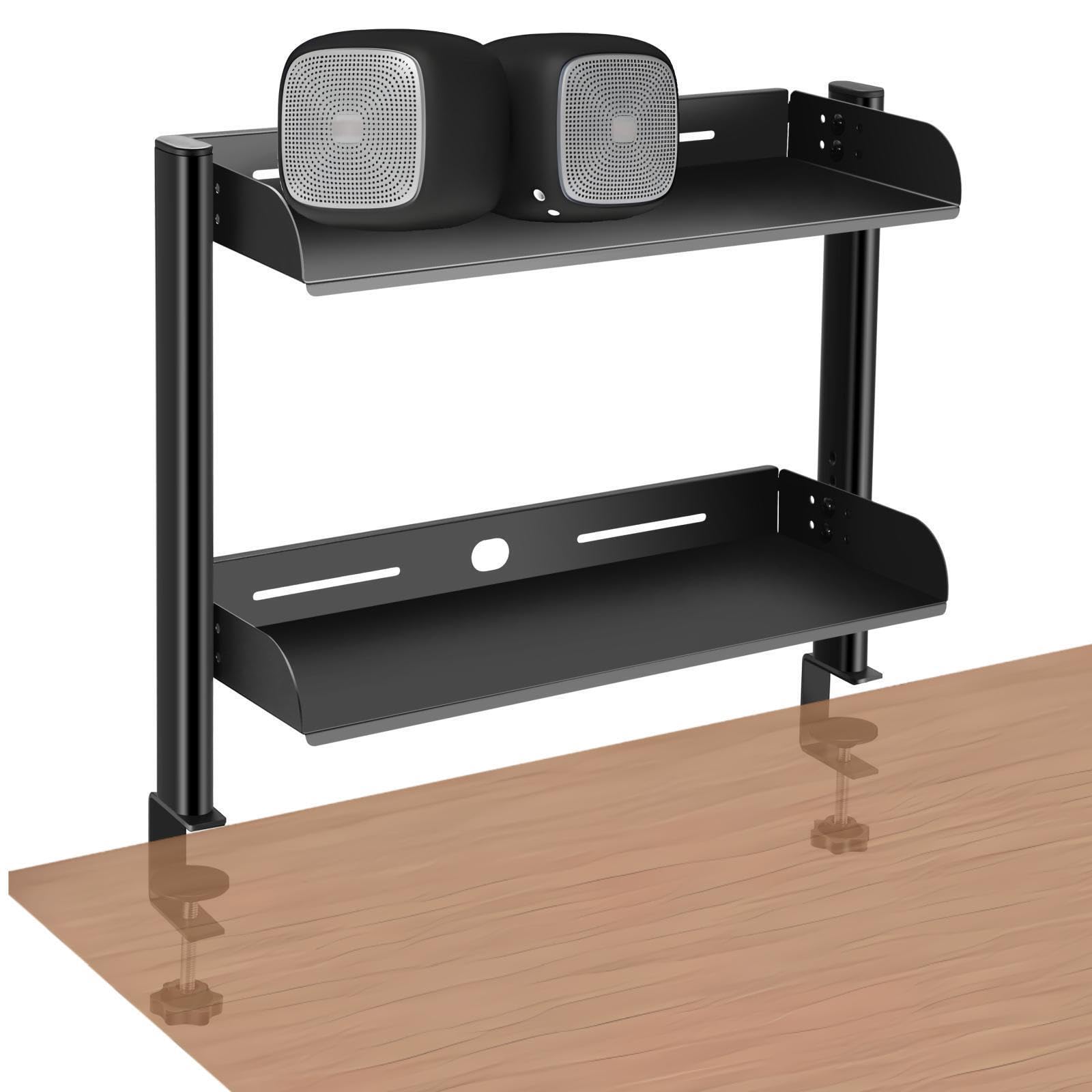 CanKing Clamp On Desk Shelf - Black 2-Tier Under Table Organizer (6