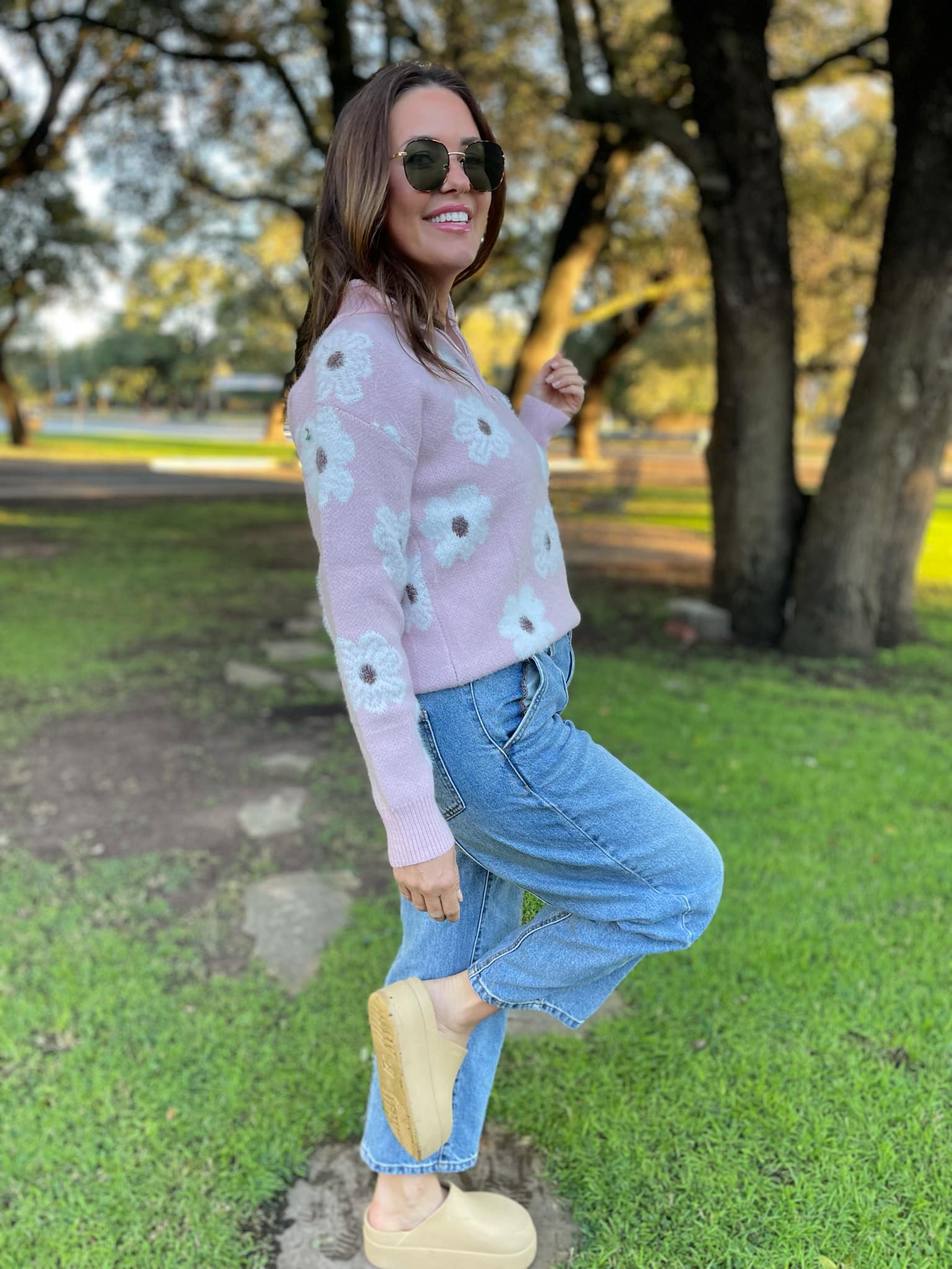 PREORDER: Stylish Flower Powered Half Zip Sweater for Women - 4 Trendy Colors | Perfect for Casual Outfits, Spring Layering & Outdoor Activities