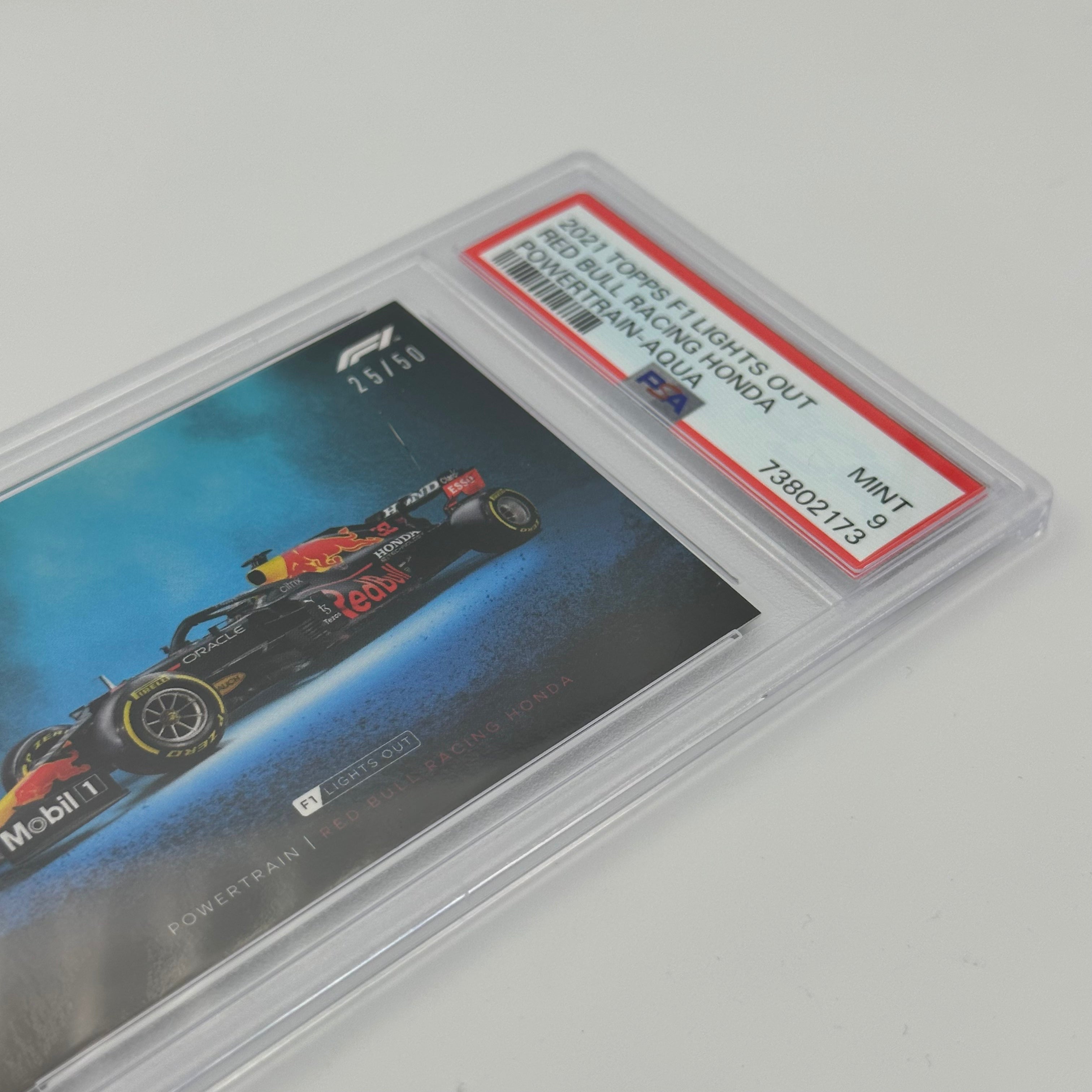 PSA 9 Graded 25/50 Red Bull Racing Honda Powertrain Aqua Trading Card - Perfect for Collectors, Sports Memorabilia Enthusiasts, and F1 Racing Fans