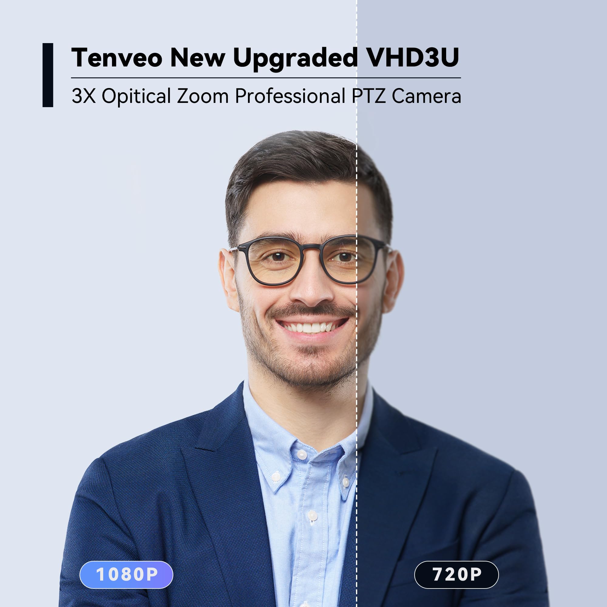 Tenveo 3X Optical Zoom PTZ Conference Camera with USB 3.0/HDMI, 1080P 60FPS, 114° Wide Angle - Ideal for Video Conferencing, Business Meetings, Live Streaming, Church Services & Online Education