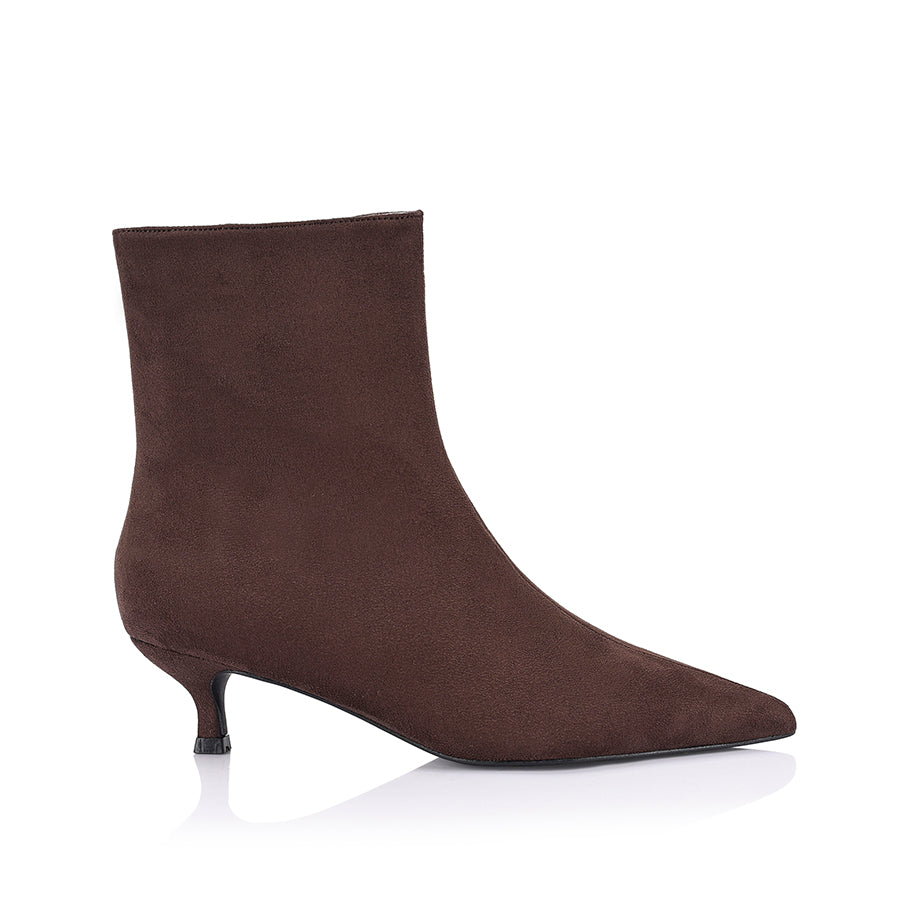 Luca Women's Ankle Boots - Chocolate Brown Micro Suede, Comfortable Low Heel Booties for Fall & Winter, Casual & Office Wear