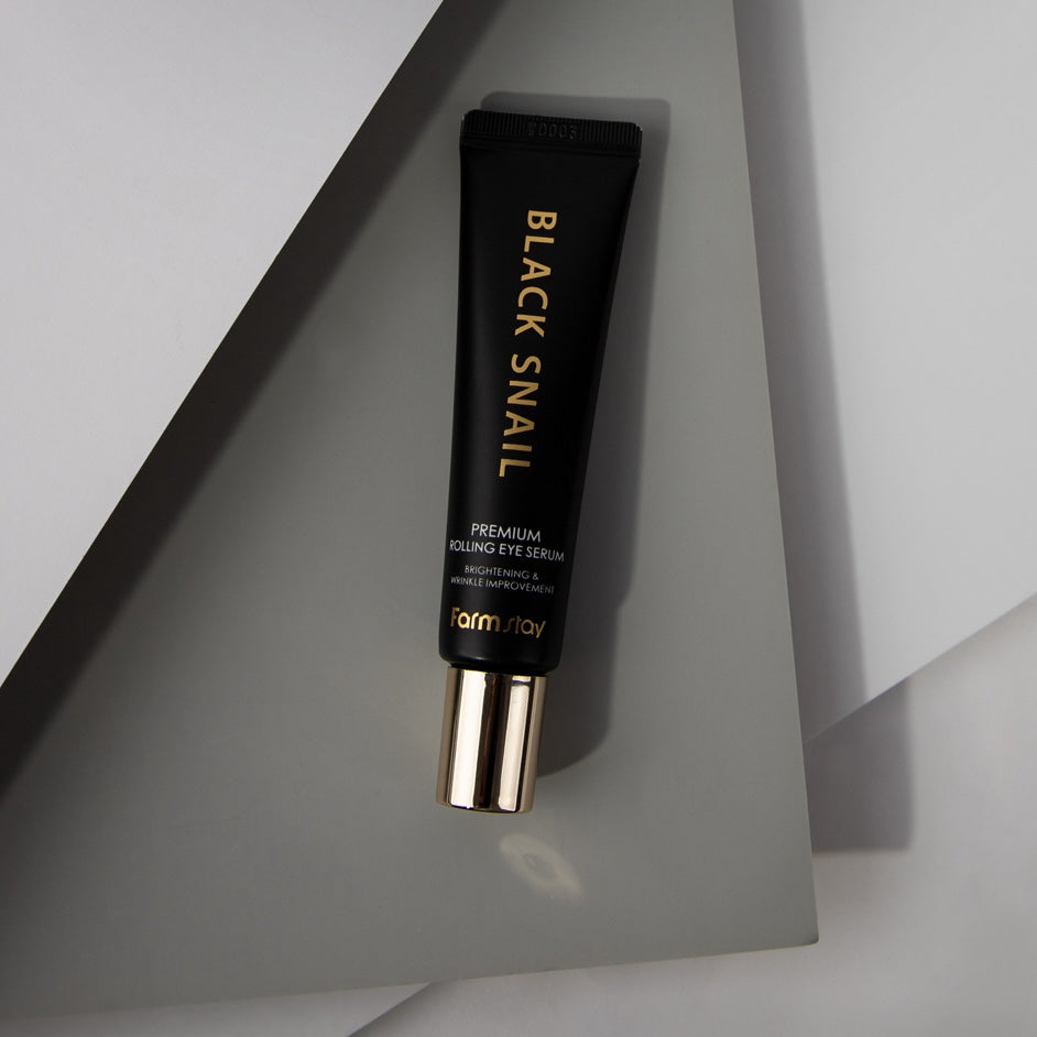 Farmstay Black Snail Premium Rolling Eye Serum 25ml - Dark Circle & Wrinkle Treatment for Brightening & Anti-Aging - Perfect for Night Care & Travel Skincare Routine