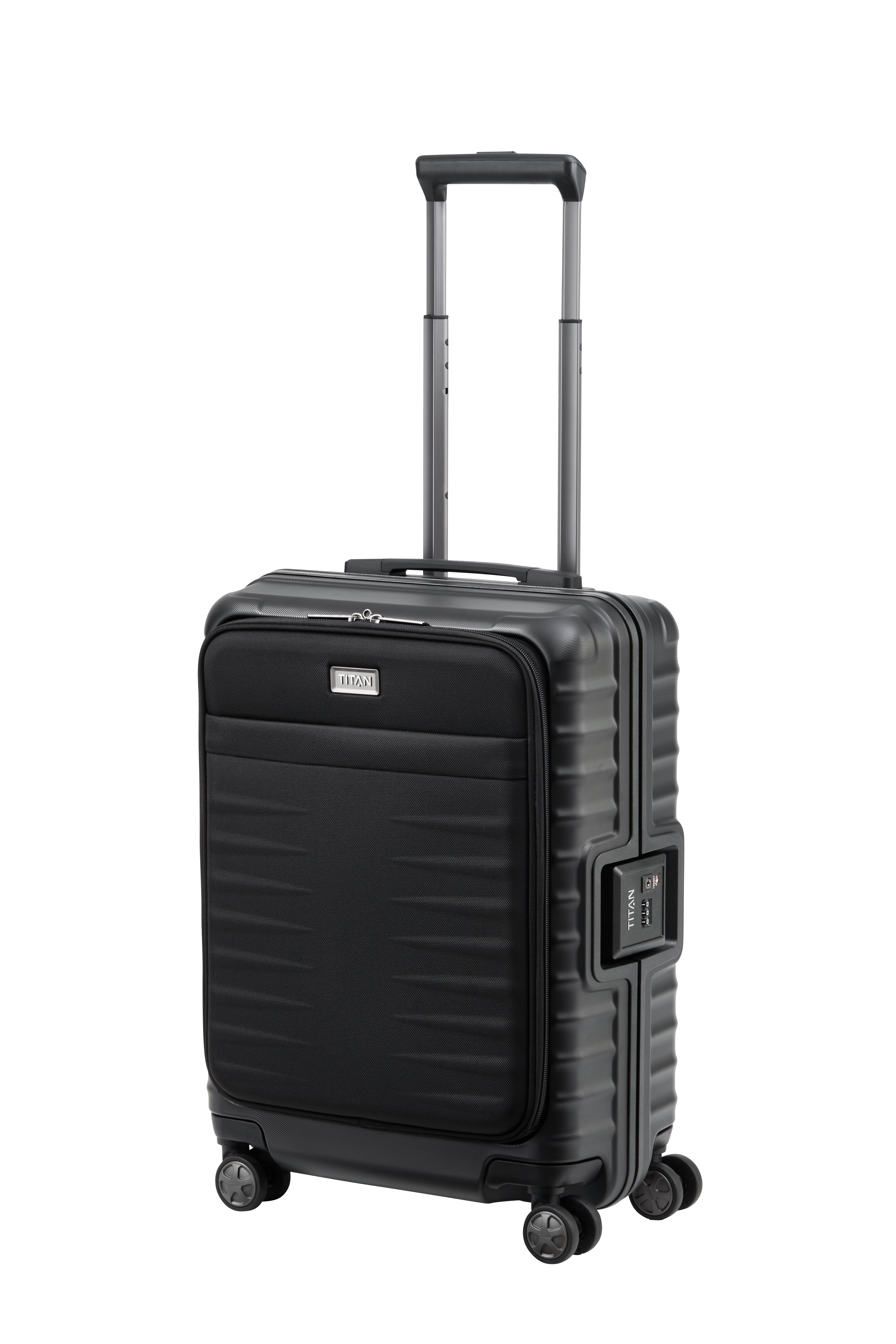 Titan LITRON Frame Trolley S Carry On Luggage with Front Pocket - Lightweight Spinner Suitcase for Business Travel & Weekend Getaways