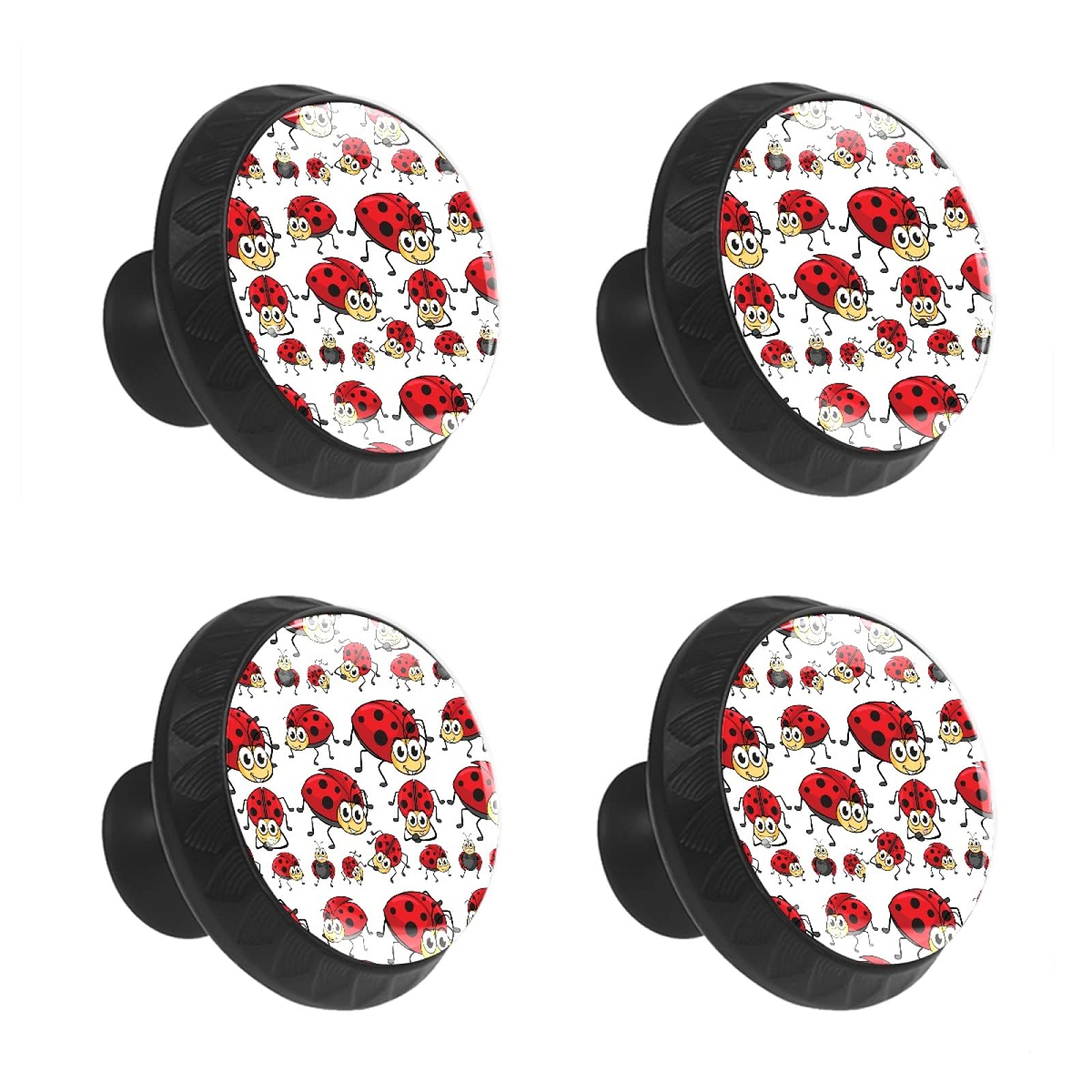 Decorative Ladybug Round Cabinet Door Knobs - Vintage Cupboard & Wardrobe Pull Handles for Kitchen, Bathroom & Furniture (Set of 10) - Perfect for Home Decor, DIY Projects & Kids Room Accessories