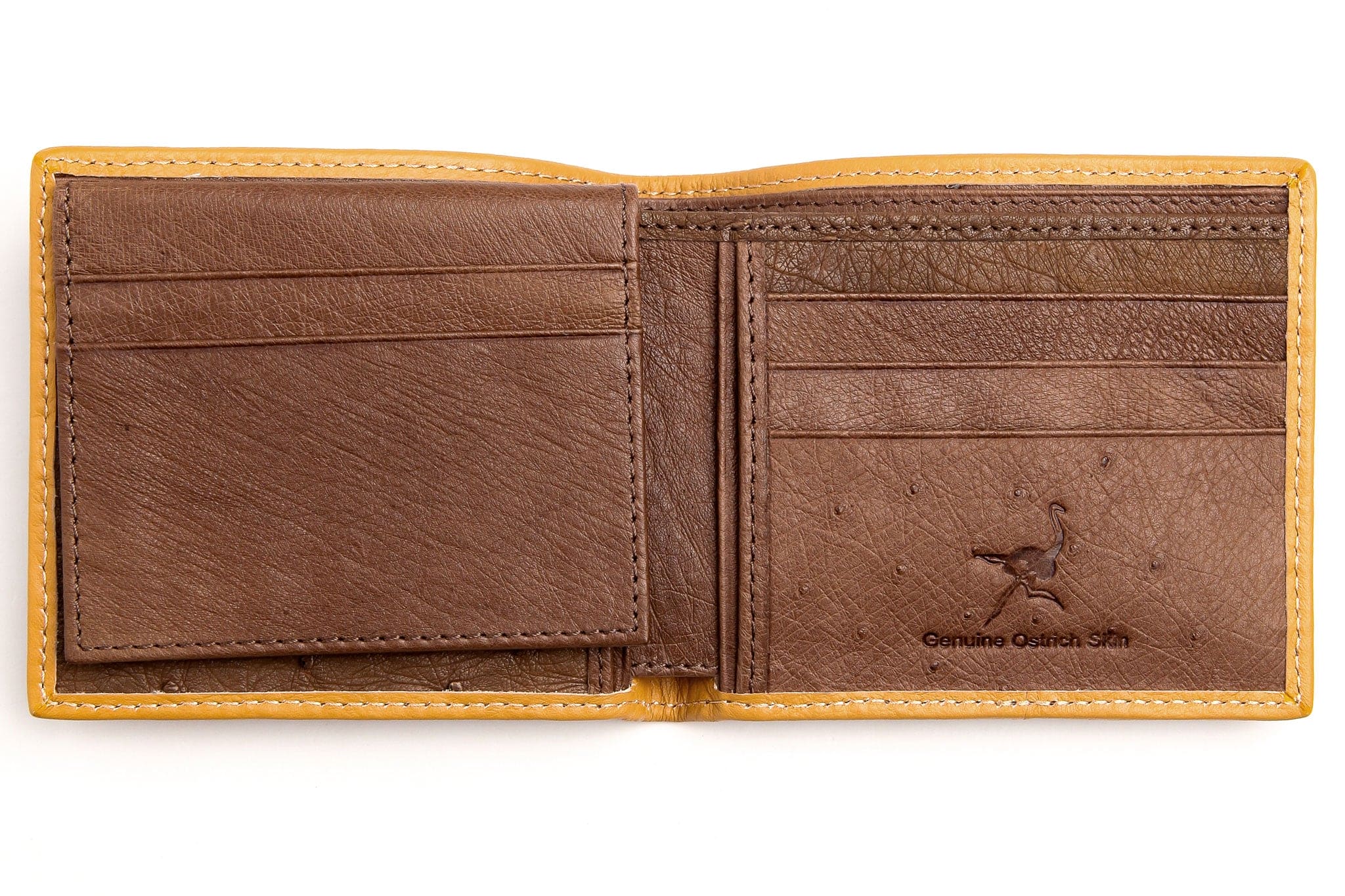Luxury Dark Brown Two-Tone Ostrich Leather Wallet for Men - Genuine Exotic Skin Bifold Wallet with RFID Protection - Perfect for Business, Travel & Everyday Use