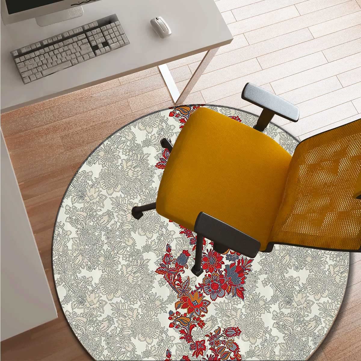 Boho Floral Gaming Chair Mat - Non-Slip Office Rug for Hardwood Floors - Perfect for Gamers & Home Office