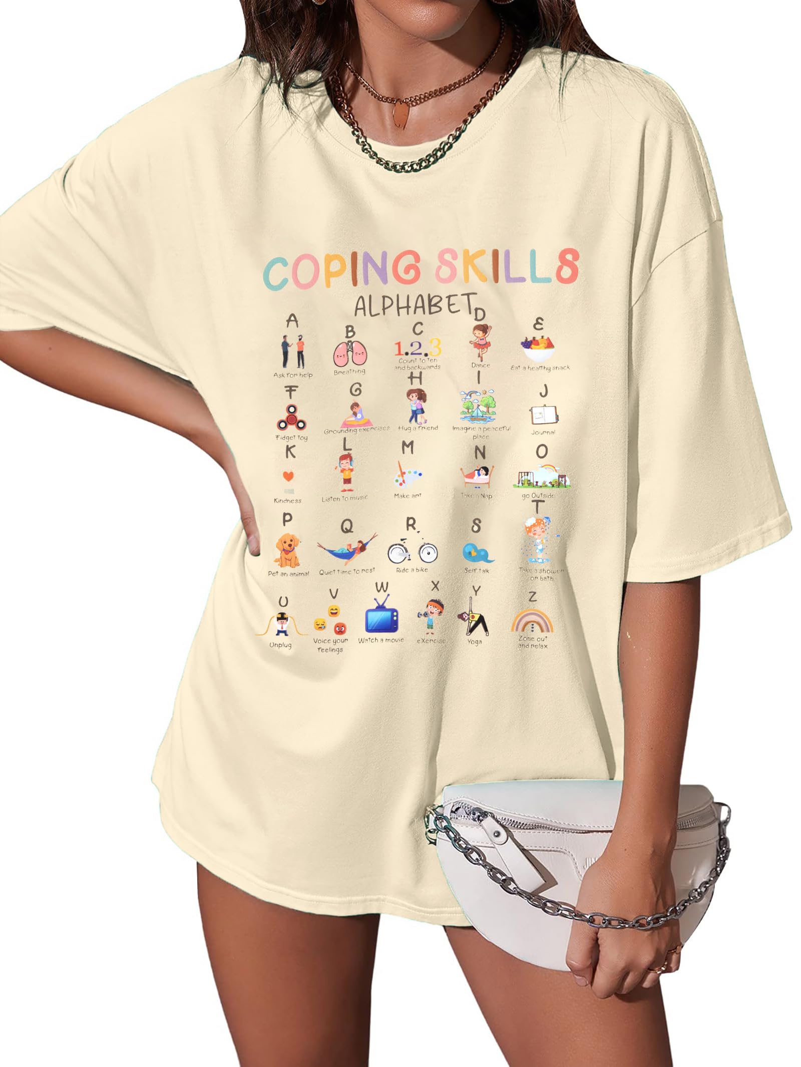 Teacher Shirts - Women's Mental Health Awareness & Coping Skills Tee for Social Workers
