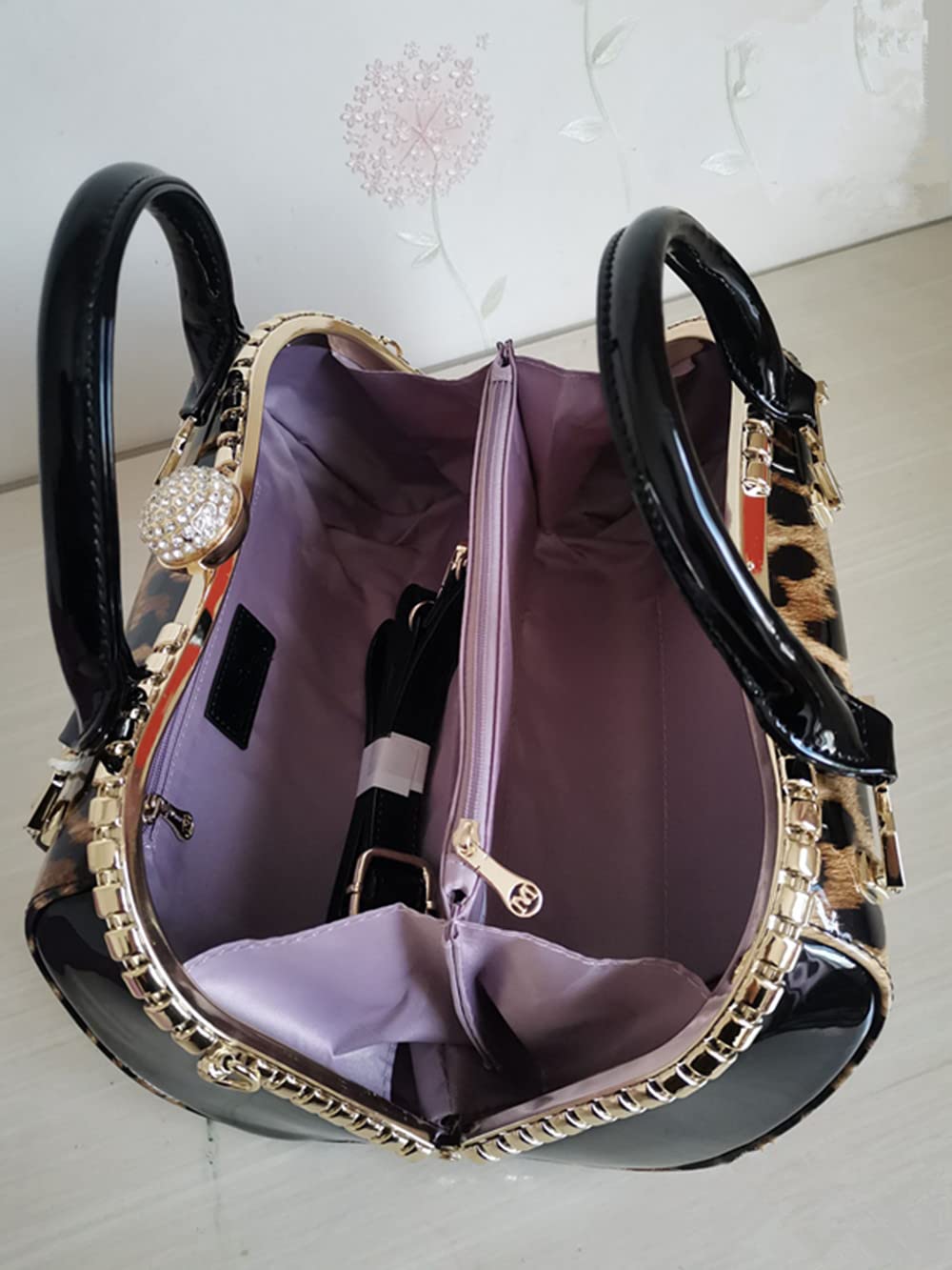 Luxury Leather Women's Top Handle Satchel Crossbody Handbag with Crystal Accents - Elegant Evening Purse & Durable Shoulder Bag for Work, Party, and Travel