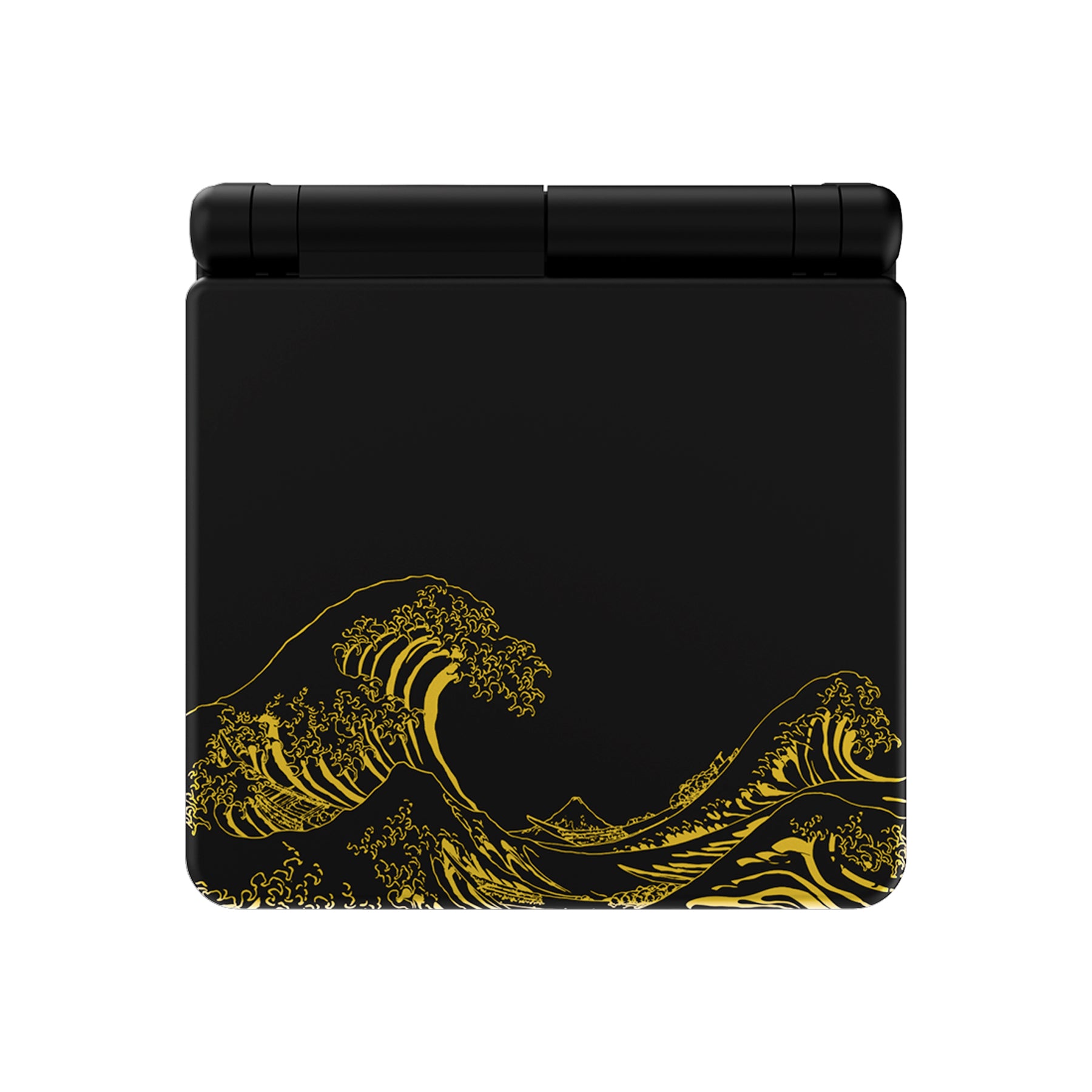 Premium eXtremeRate IPS Ready Upgraded Replacement Shell Kit with Buttons for Gameboy Advance SP (GBA SP) - Compatible with IPS & Standard LCD Screens - The Great Golden Wave Off Kanagawa Black Edition - Perfect for Gaming Enthusiasts & Retro Console Collectors