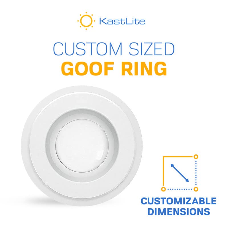 KastLite Custom Sized White Acrylic Goof Rings for Recessed Downlights | .080