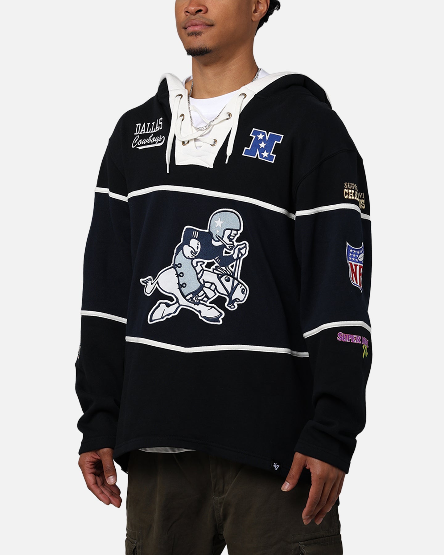 47 Brand Dallas Cowboys Super Bowl Gridiron Hoodie for Men - Jet Black NFL Football Fan Apparel - Perfect for Game Day & Casual Wear