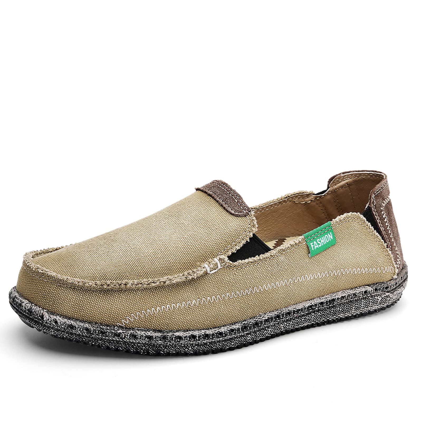 **JAMONWU Men's Slip-On Canvas Shoes - Casual Loafers & Vintage Boat Shoes for Men - Comfortable Deck Shoes for Walking, Travel & Leisure**