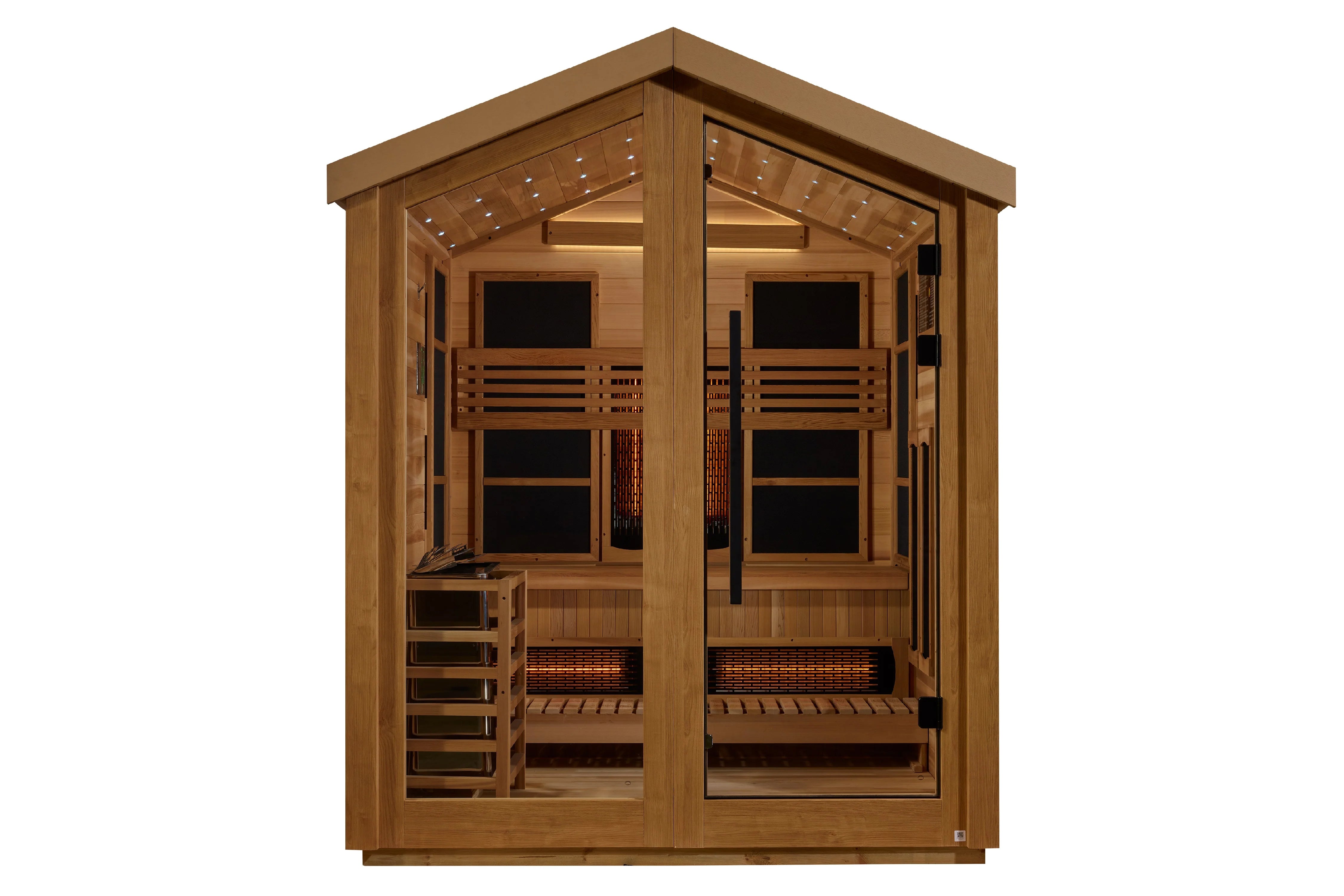 Golden Designs Loviisa 3-Person Hybrid Full Spectrum Infrared Outdoor Sauna for Relaxation & Detox - Perfect for Backyards, Patios & Wellness Retreats