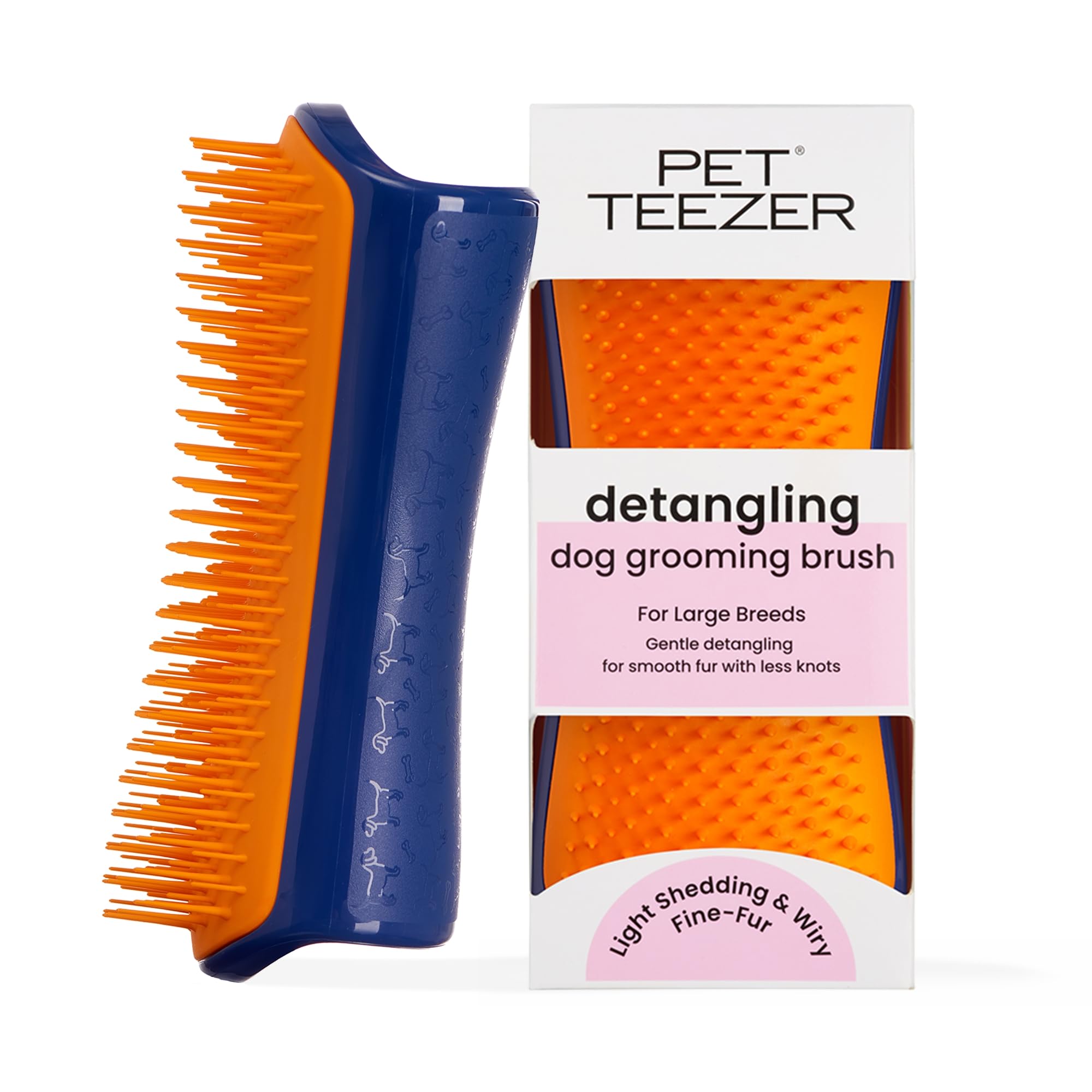 Tangle Teezer Pet Teezer Detangling Brush for Dogs - Gentle Grooming Brush for Wet & Dry Fur - Navy & Orange - Perfect for Bath Time, Shedding & Daily Brushing
