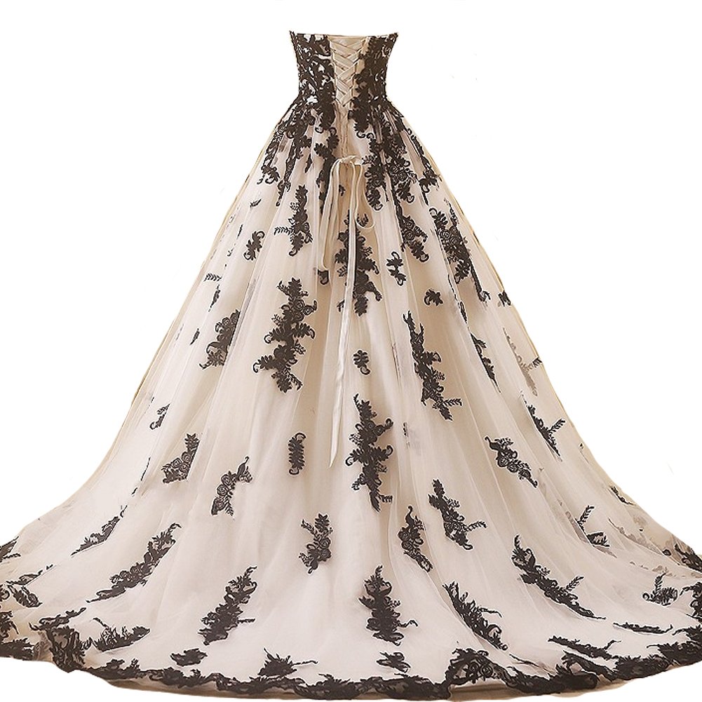 Kivary Vintage Gothic Black Lace Ball Gown - Elegant Long Prom Dress & Wedding Gown for Formal Events, Evening Parties & Special Occasions