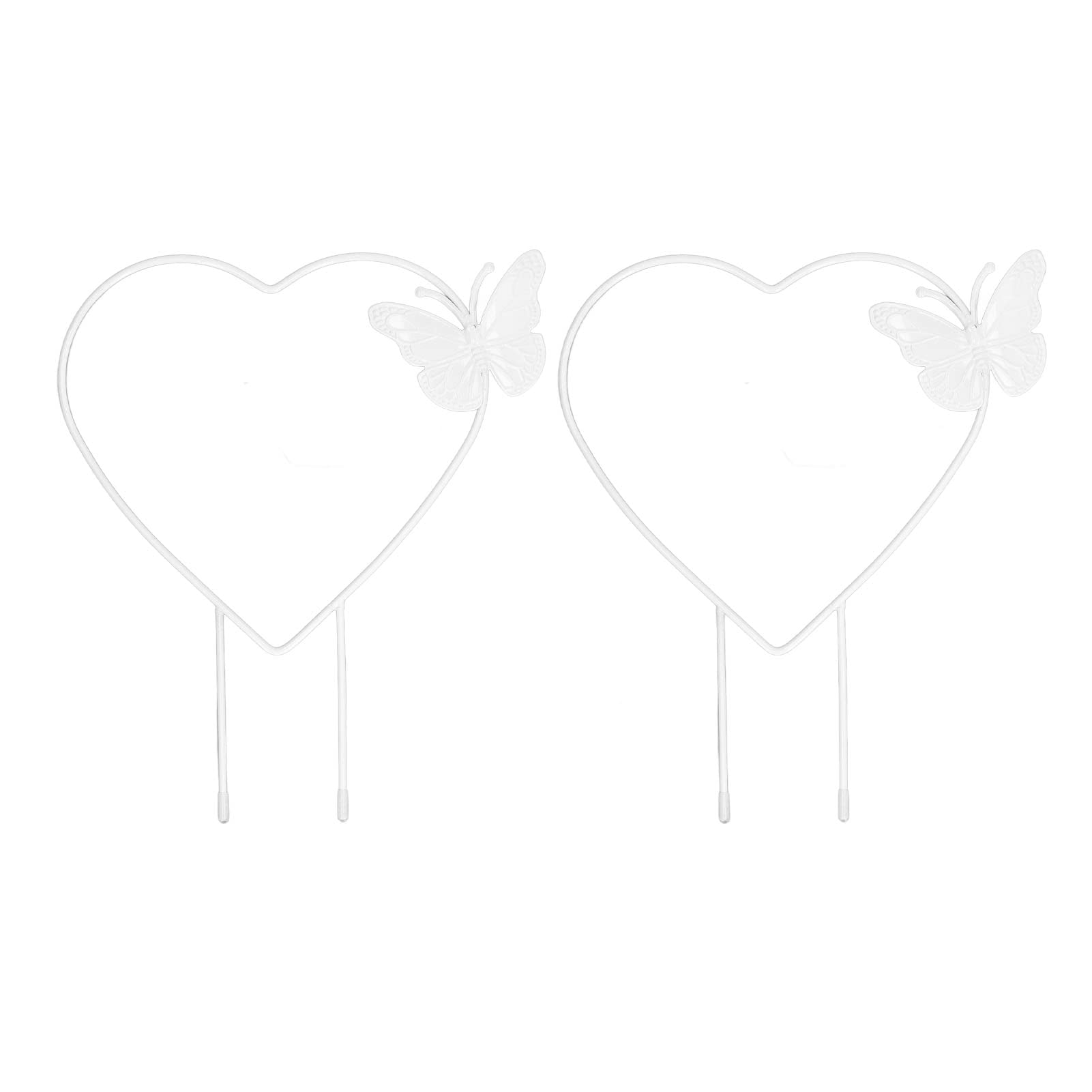 2PCS Iron Garden Trellis for Climbing Plants - Heart Shaped Round Stem Vine Support Rack with Butterfly Design - Perfect for Indoor Potted Plants, Outdoor Garden Decor, and Flower Vine Training