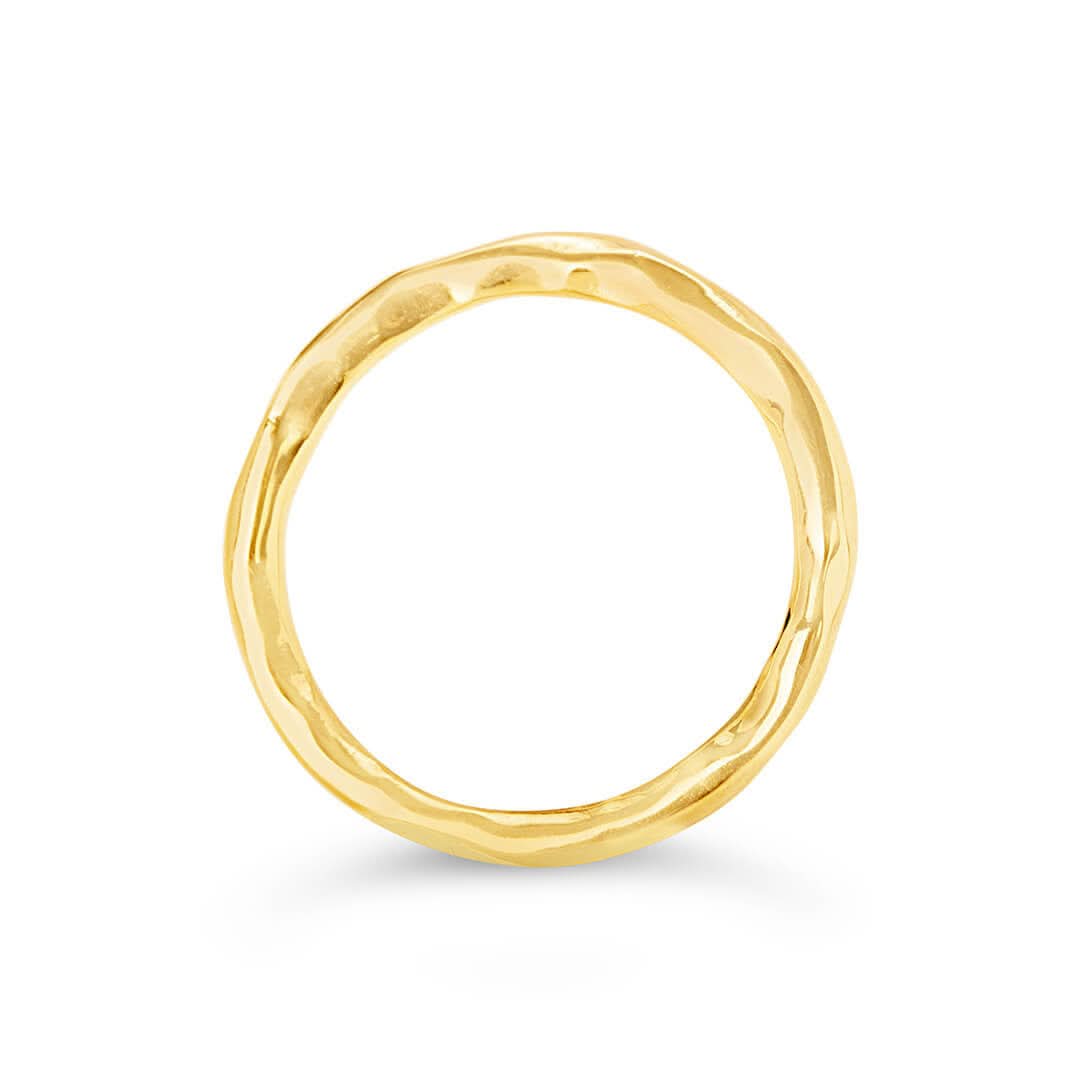 Men's Hammered Gold Ring - 14K Solid Gold Hammered Finish Band Ring for Men - Perfect for Weddings, Engagements, and Everyday Wear