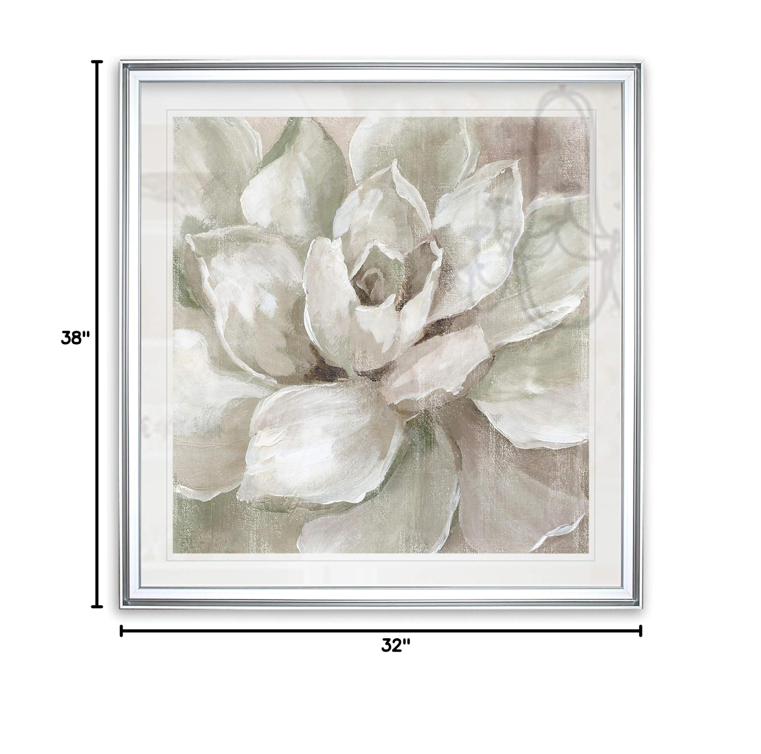 Hazy Summer Succulent White Plant Wall Art - Framed Canvas Giclee Print - Modern Home Decor Painting for Living Room, Bedroom & Office