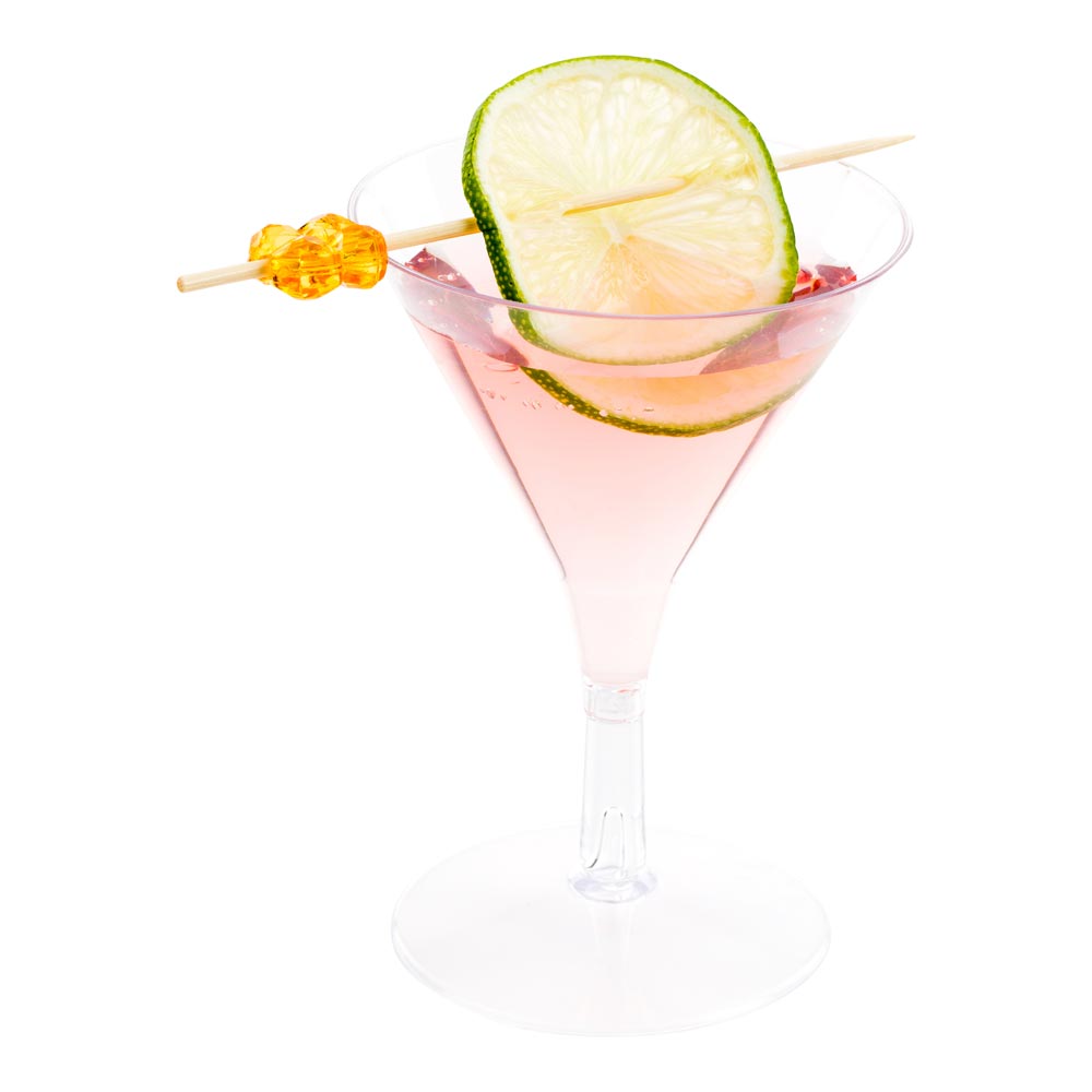 2 oz Clear Plastic Mini Martini Glasses - 100 Count Bulk Pack (2.5