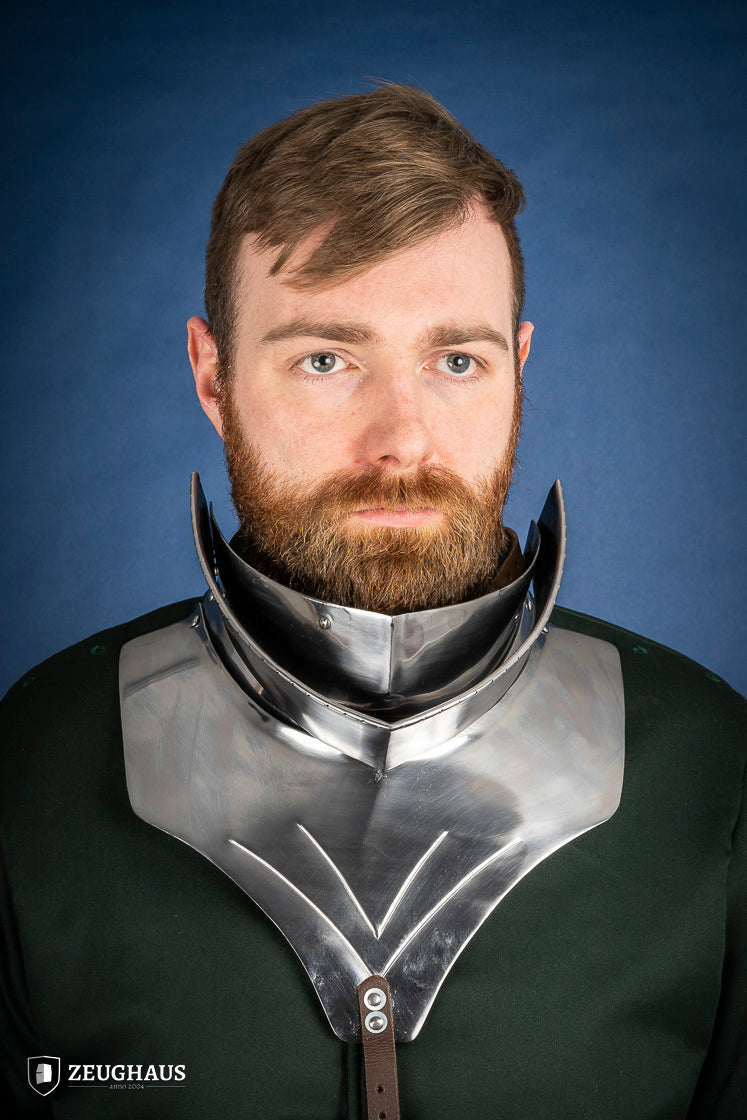 Medieval Articulated Gorget with Bevor - 1.6mm Polished Steel Armor for 1450-1520 Period - Perfect for LARP, Renaissance Fairs & Historical Reenactments