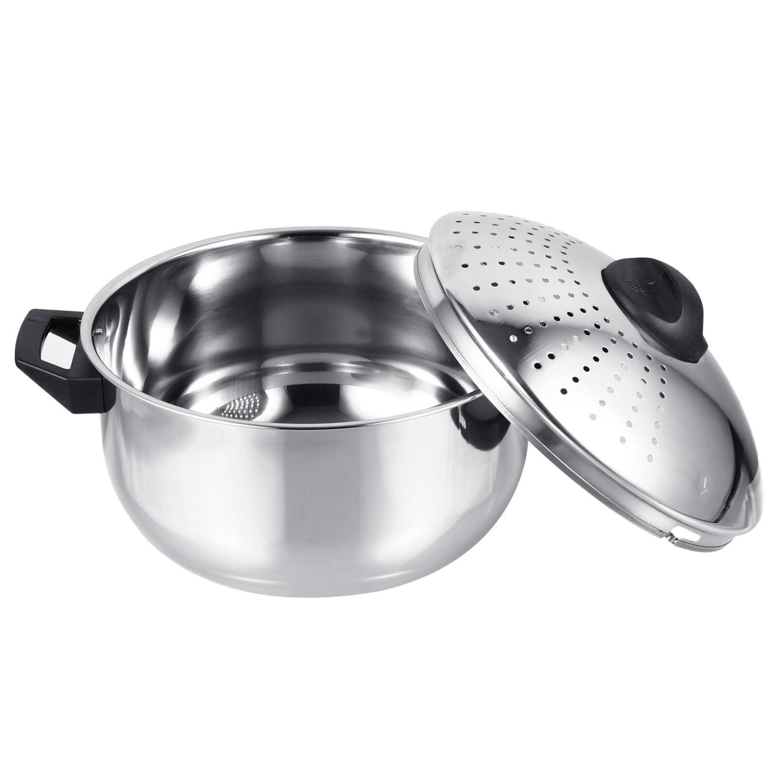 Hemoton 6.3 Inch Stainless Steel Pasta Pot with Strainer - 16CM Kitchen Cookware for Boiling, Draining & Cooking Pasta, Noodles, Soup & Vegetables - Perfect for Home & Restaurant Use