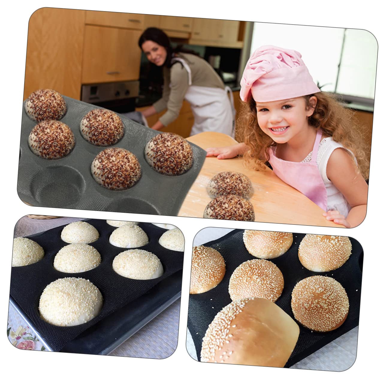 DOITOOL Non-Stick Silicone Baking Molds - Round Bun Pan for Bread, Chocolate & Gummy Candy Making | Reusable, BPA-Free Silicone Molds for Home Baking & Professional Pastry Decorating