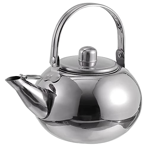 1Pc Stainless Steel Tea Kettle - Large Capacity Portable Teapot with Filter Screen for Kitchen, Camping & Office Use (Silver)