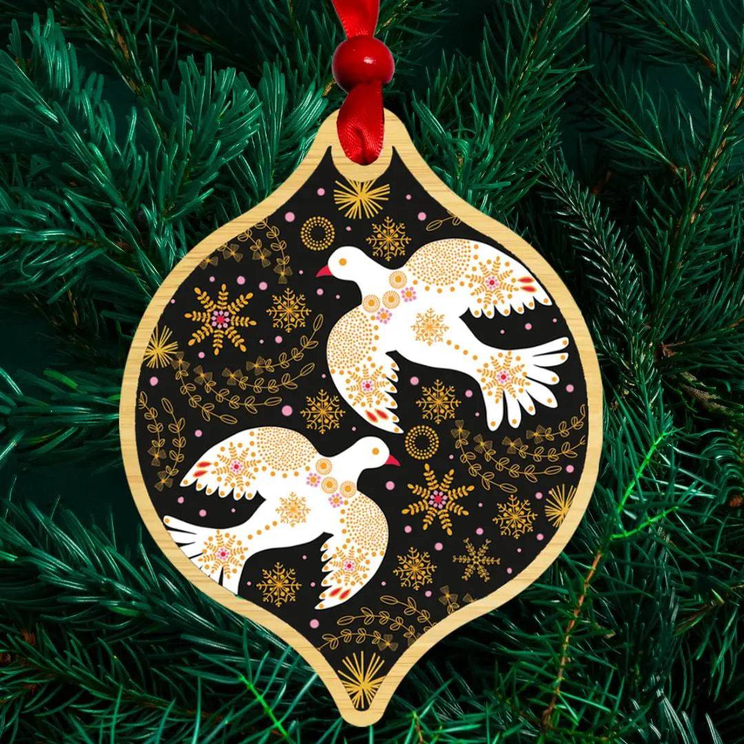 Peace Doves Christmas Ornament - Handcrafted Holiday Tree Decoration for Christmas, Xmas Party & Winter Home Décor