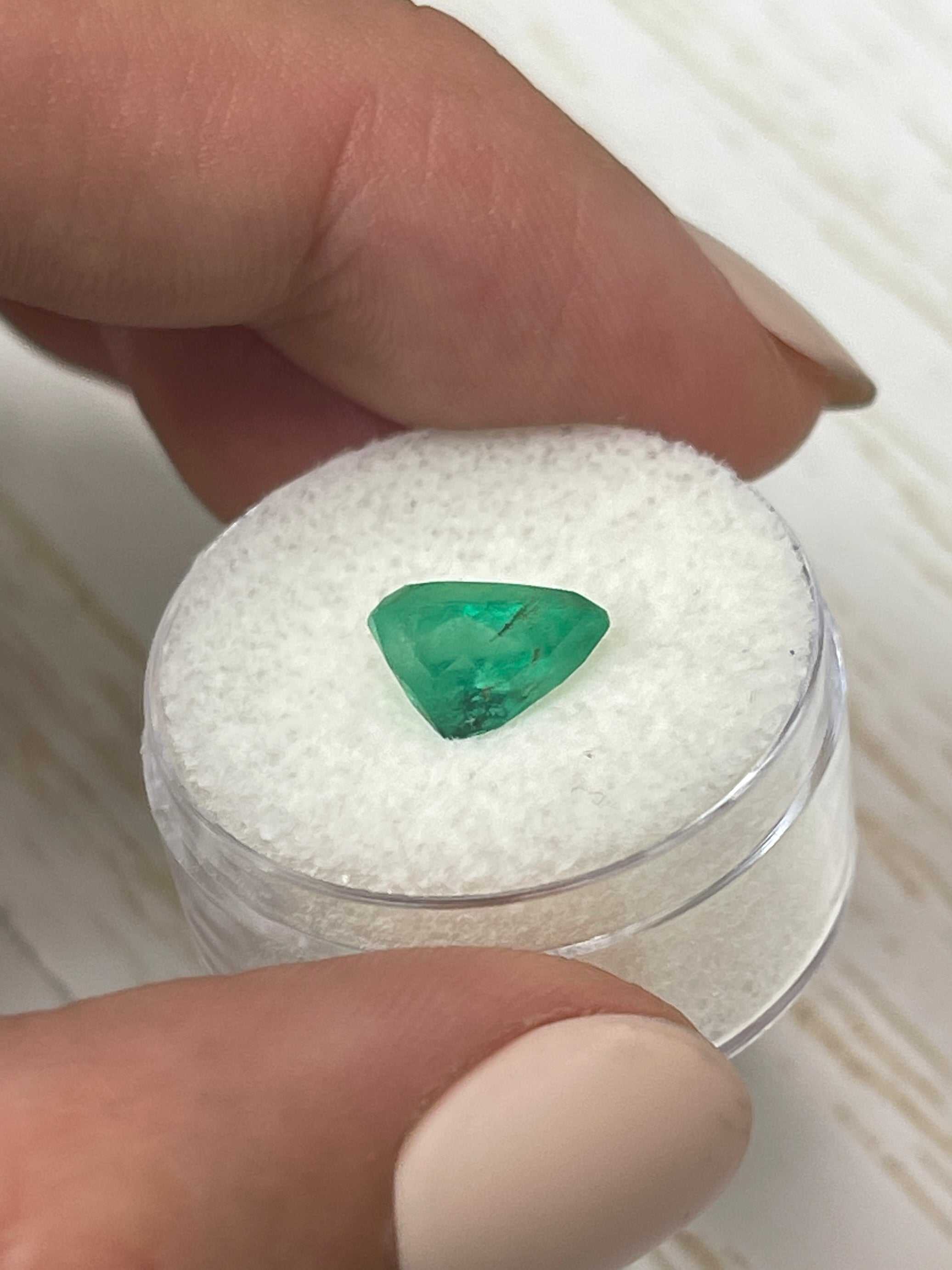 1.81 Carat Natural Colombian Loose Emerald Pear Cut Gemstone - Spring Green Color for Jewelry Making & Engagement Rings