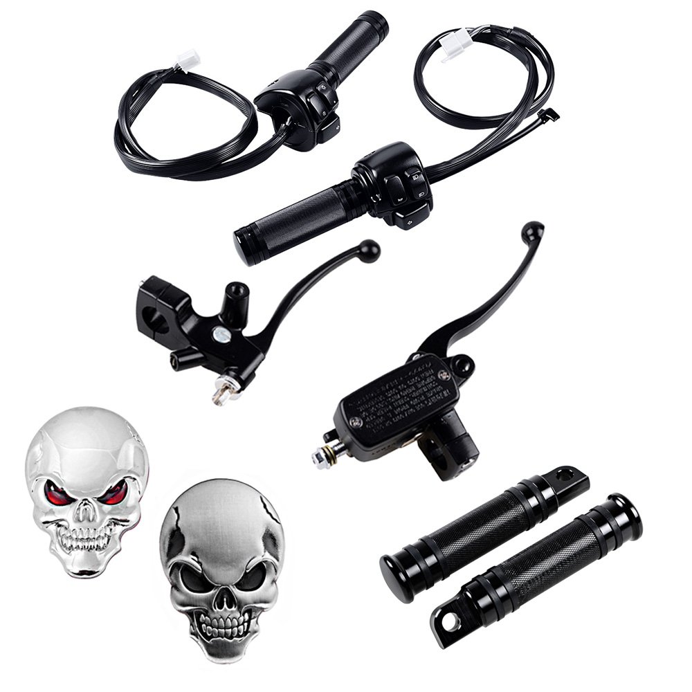 Universal Motorcycle Accessory Kit - Horn, Turn Signal, Headlight Switch with Harness, Brake Clutch Levers, 1