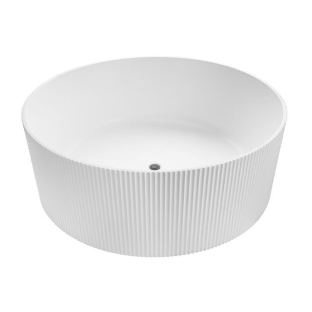 1500mm Freestanding Bathtub Matte White - Modern Fluted Round Design for Luxury Bathrooms | Perfect for Spa-Like Relaxation & Home Decor