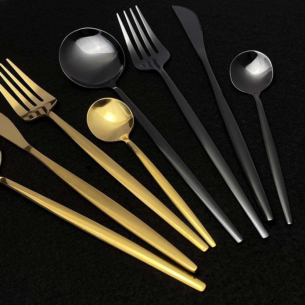 24-Piece Stainless Steel Silverware Flatware Set - Knife, Fork & Spoon Cutlery for Kitchen & Dining - Dishwasher Safe Rainbow Color Tableware - Perfect for Restaurants, Parties & Everyday Use