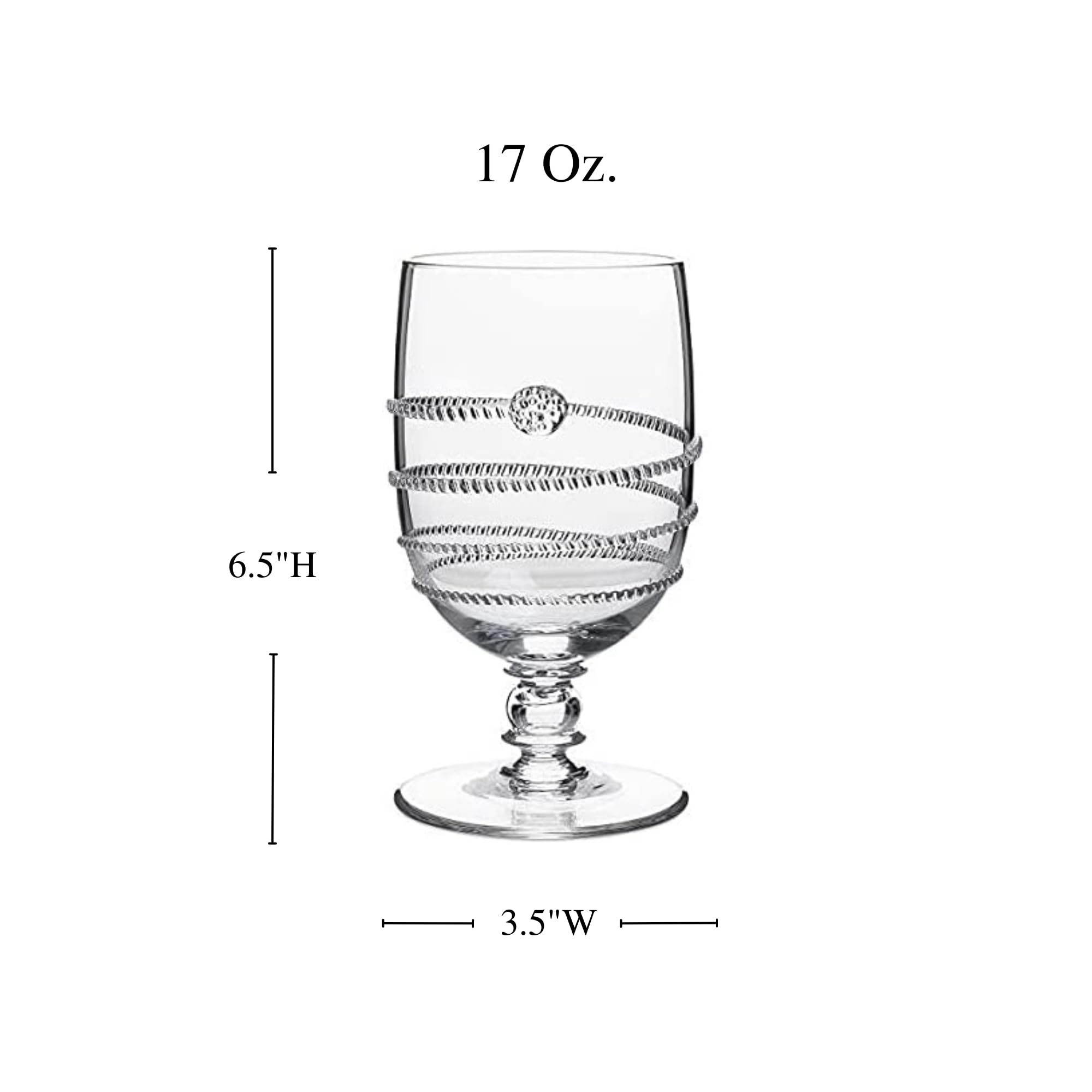 Juliska Amalia Glass Goblets - Set of 6 Elegant Footed Wine Glasses for Fine Dining & Special Occasions