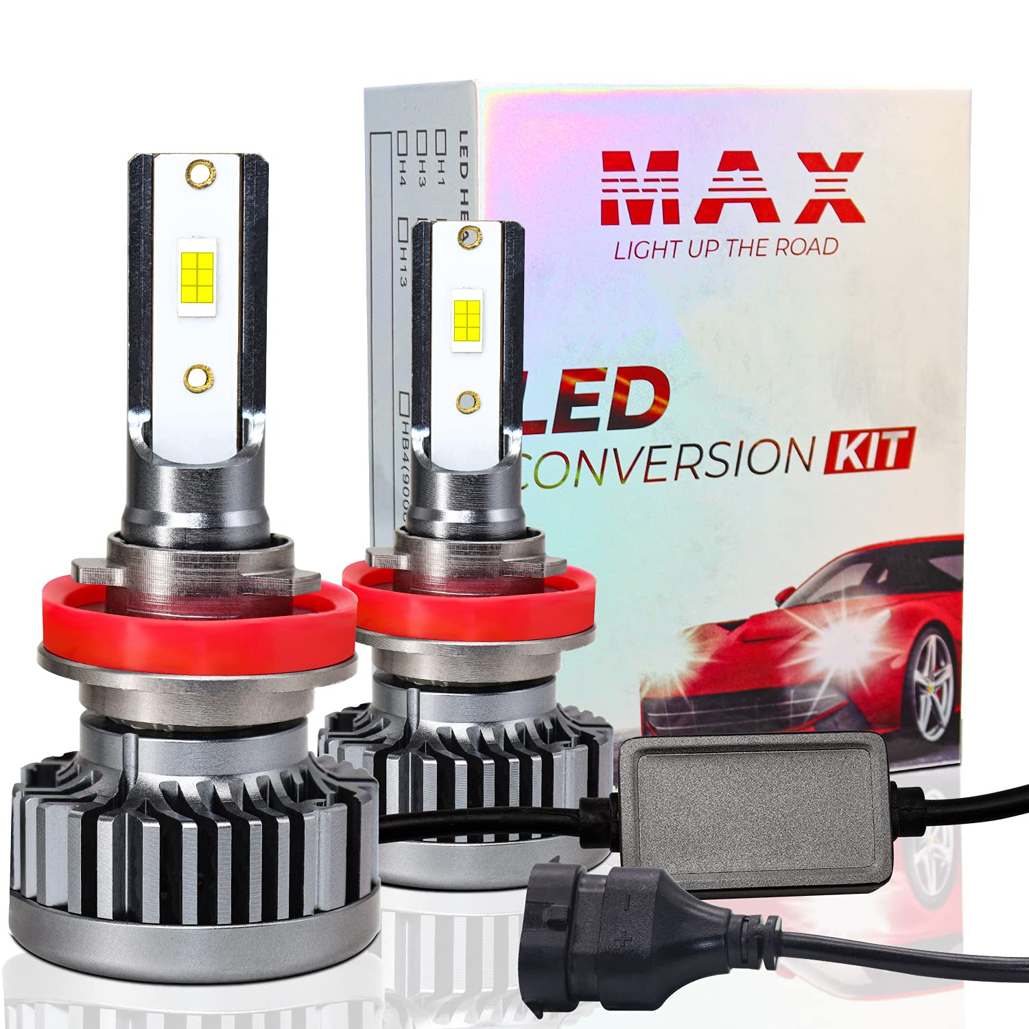 3A Technology Co. H11/H9/H8 LED Headlight Bulbs - 55W 5000LM Wireless Conversion Kit - 6000K Bright White - Plug and Play - Pack of 2 (70mm Length, 31mm Width) - Perfect for Night Driving, Off-Roading & Foggy Conditions