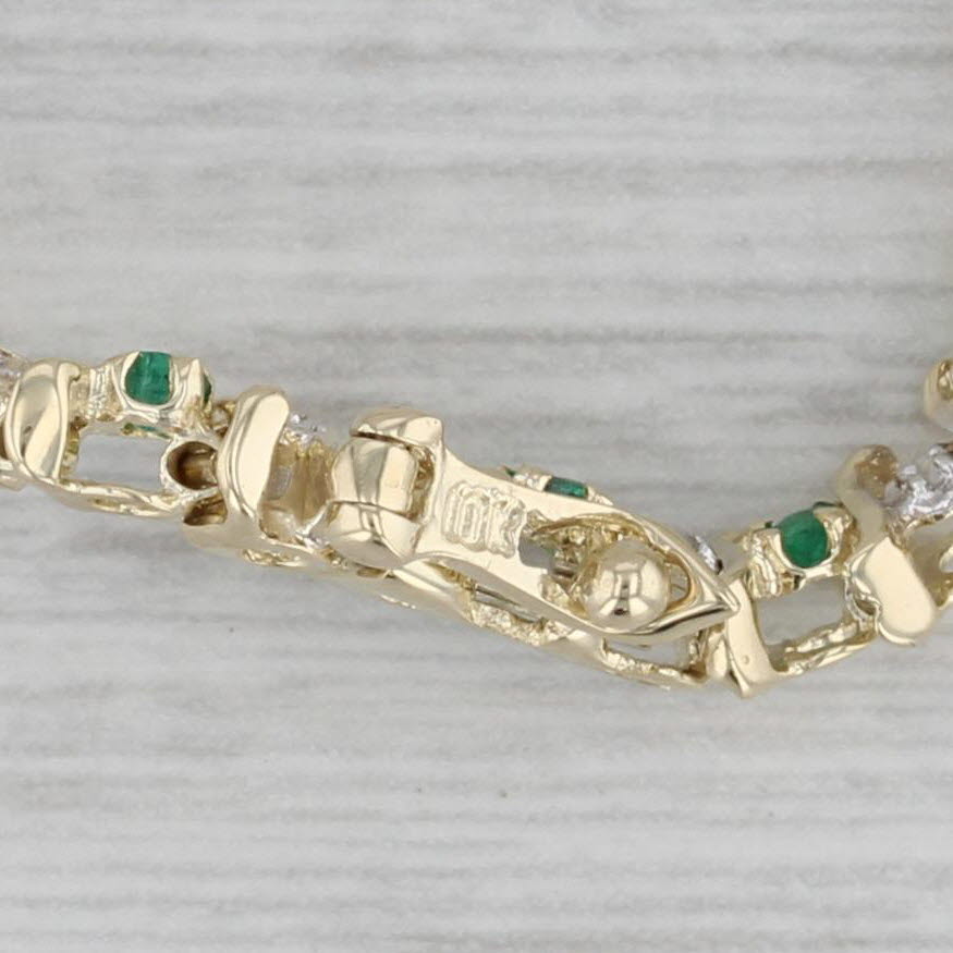 0.65ctw Genuine Emerald & Diamond Tennis Bracelet in 10k Yellow Gold - 7.25