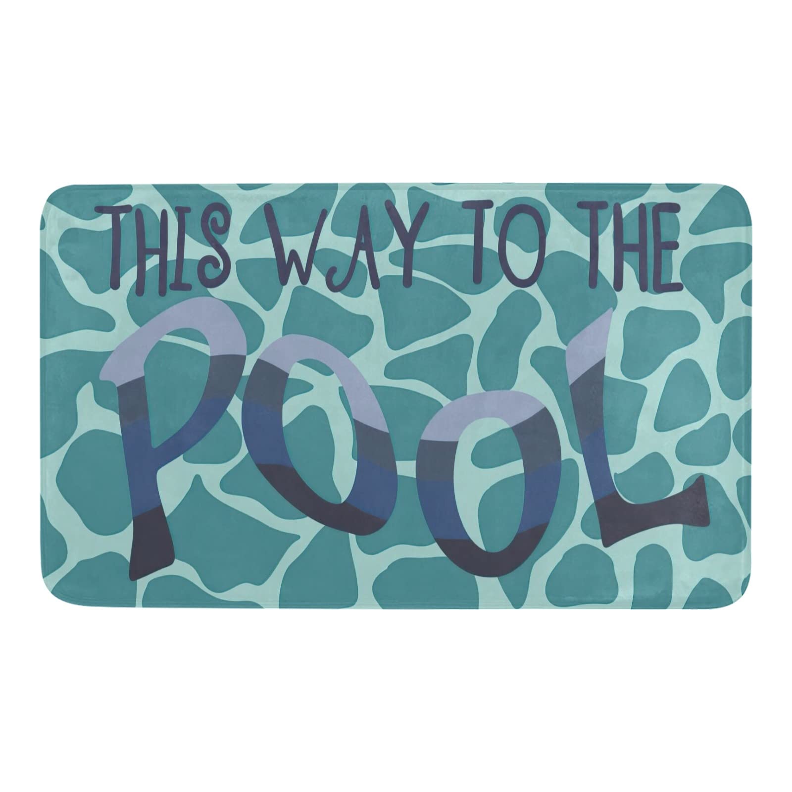 Non-Slip Doormat - 'This Way to The Pool' Indoor/Outdoor Entrance Rug - 23.6 x 15.7 Inch Decorative Door Mat for Garden, Kitchen, Patio - Perfect for Poolside, Backyard, and High-Traffic Areas