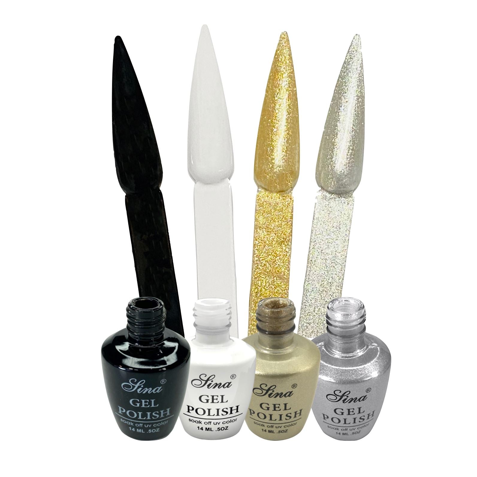 SINA 4 Colors Gel Nail Polish Set - Long Lasting & High Shine Nail Art Kit for Home & Salon Manicure