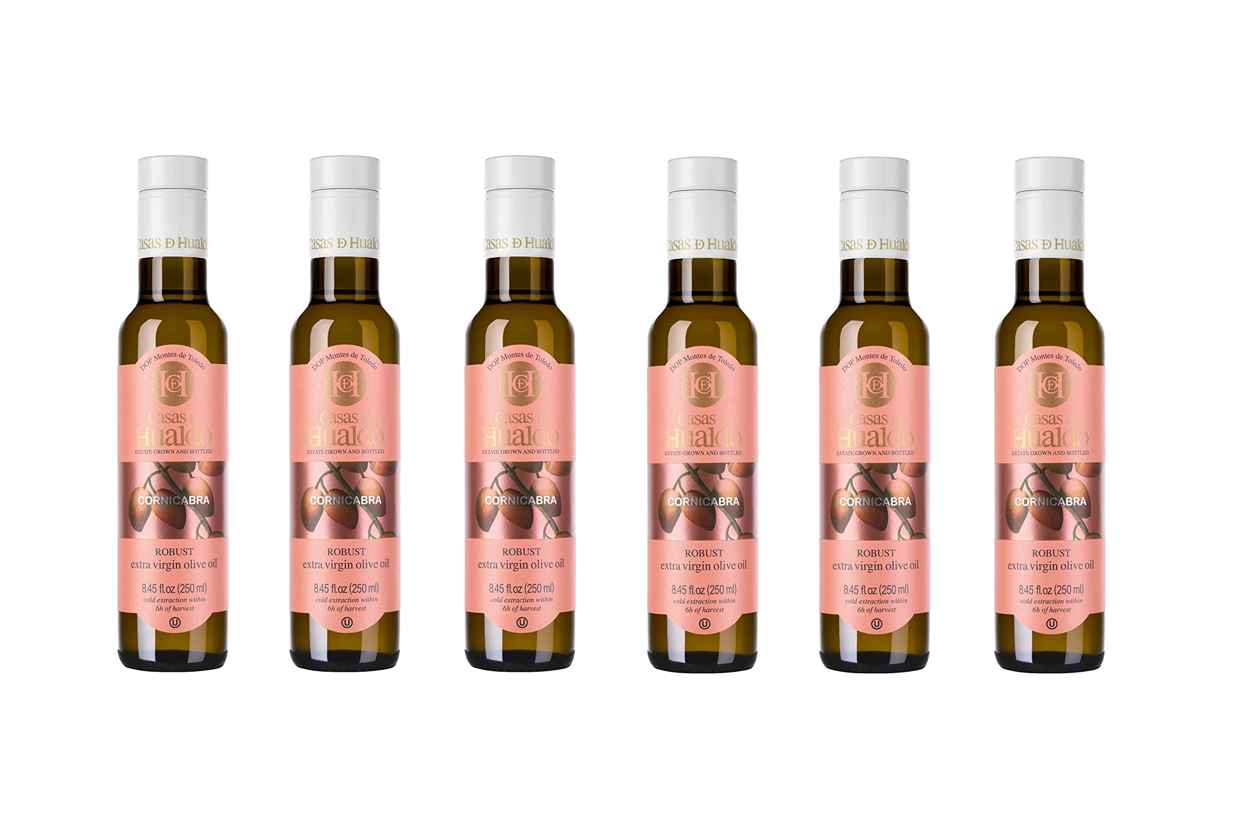 Premium Cornicabra Extra Virgin Olive Oil from Spain - Cold Pressed, Unfiltered, 250ml (Pack of 6) - Ideal for Salads, Cooking & Gourmet Recipes