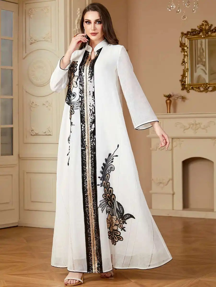 Elegant Eid Embroidery Sequins Caftan Dress for Women - Stylish & Comfortable Kaftan for Special Occasions, Parties, and Festive Celebrations
