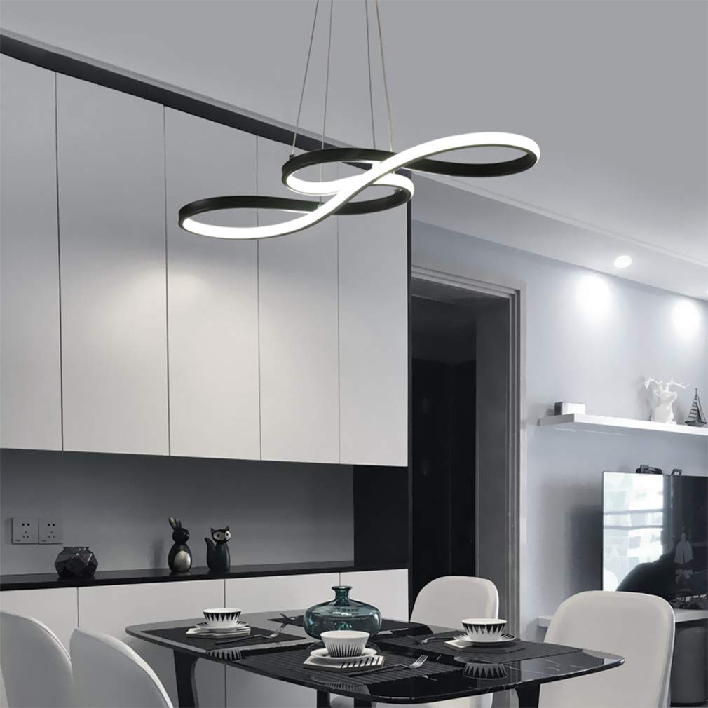 Modern LED Pendant Light - Dimmable Adjustable Chandelier Ceiling Fixture, 40W 75cm Black Hanging Lamp for Living Room, Dining Room & Kitchen Island Lighting | Perfect for Contemporary Home Decor & Restaurant Ambiance