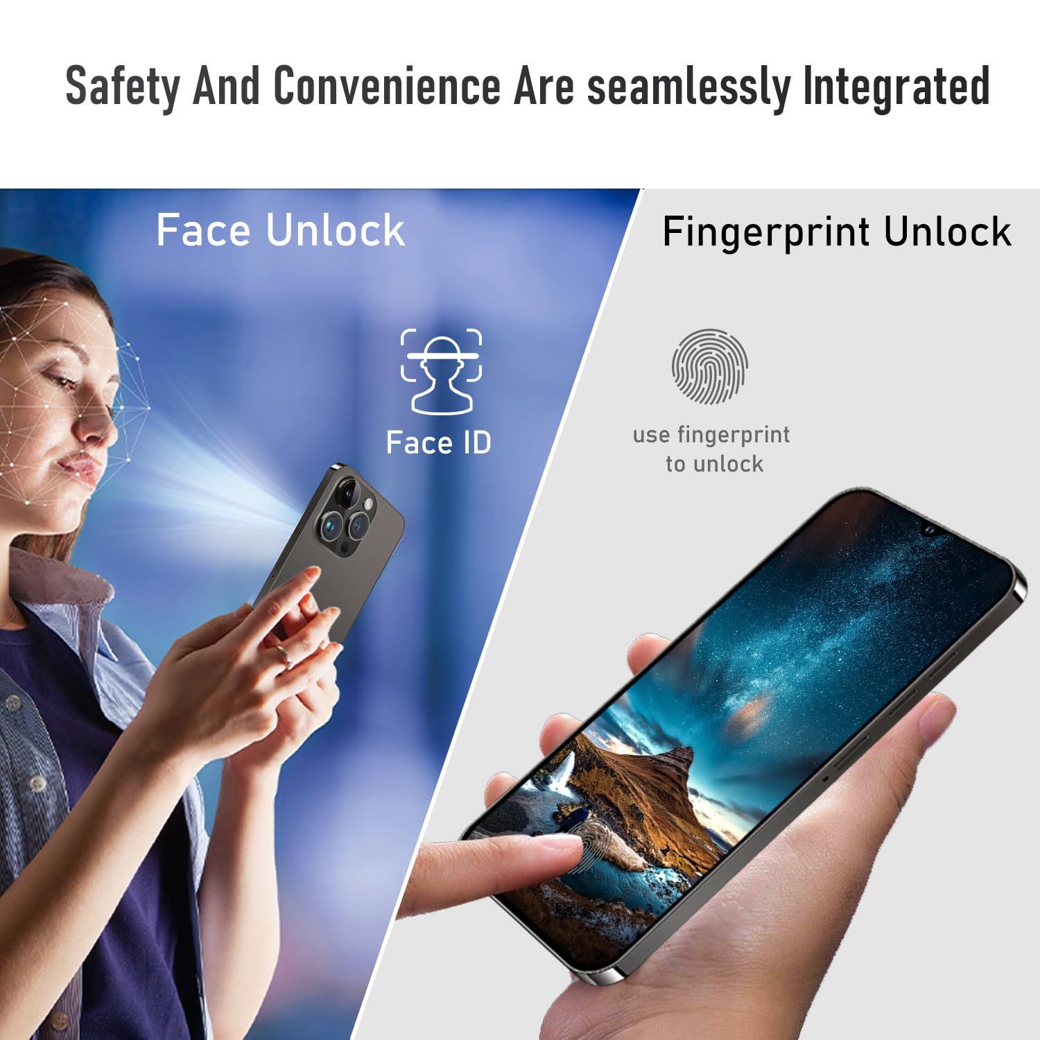 Unlocked I14ProMax Android Smartphone - 8GB RAM 256GB Storage, 13MP+50MP Dual Camera, 6800mAh Long Battery Life, 6.8