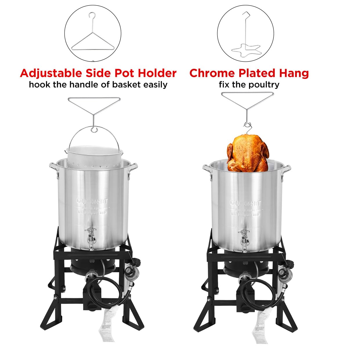 Red Mountain Valley 36-Quart Outdoor Camping Fryer with Drain Valve & Timer - Perfect for Turkey, Wings, Fish & Seafood - Heavy Duty Large Outdoor Cooking Equipment for Backyard, Picnics & Tailgating