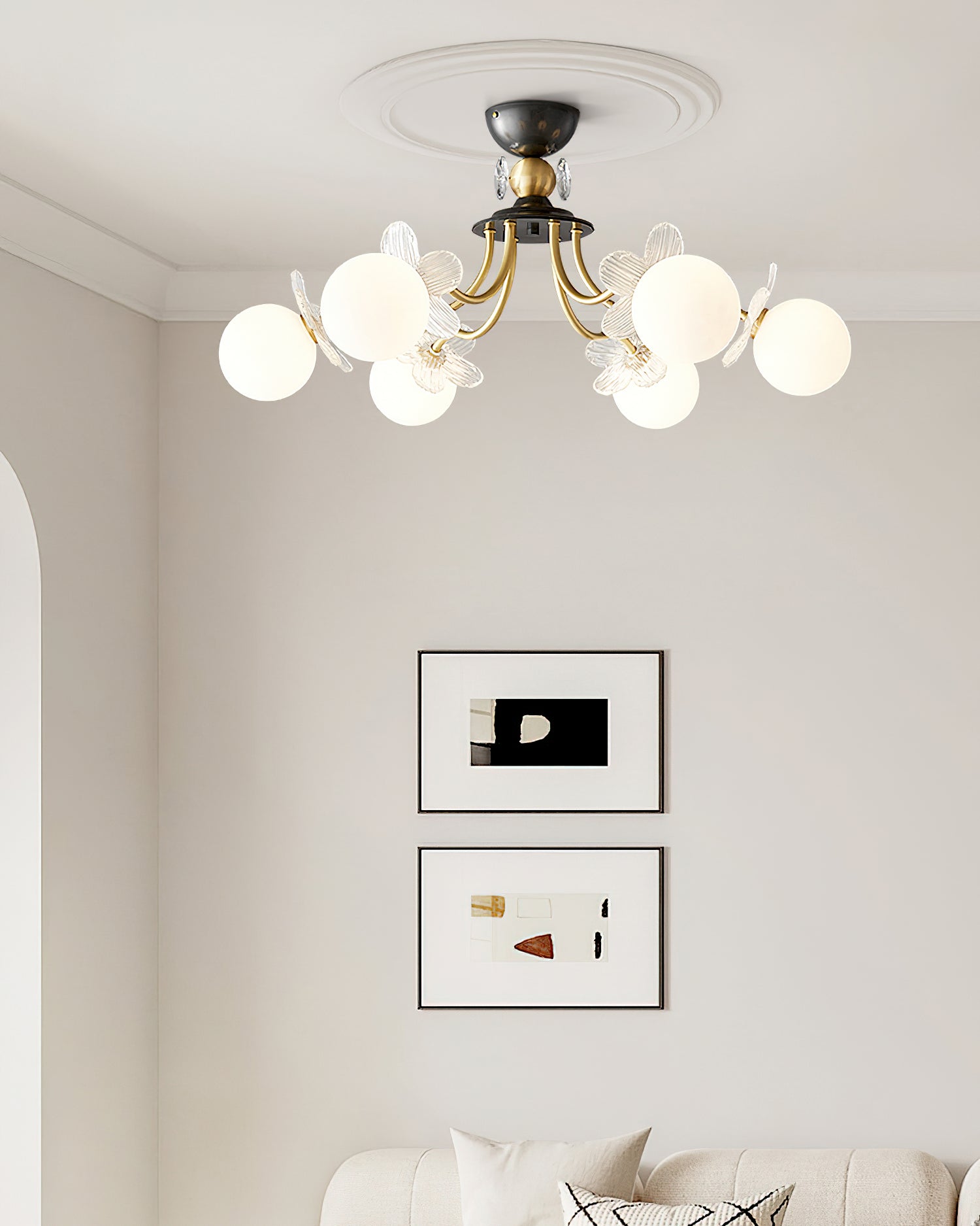 Elegant Blossom Flower Glass Chandelier - Modern Floral Ceiling Light Fixture for Dining Room, Bedroom & Living Room Decor
