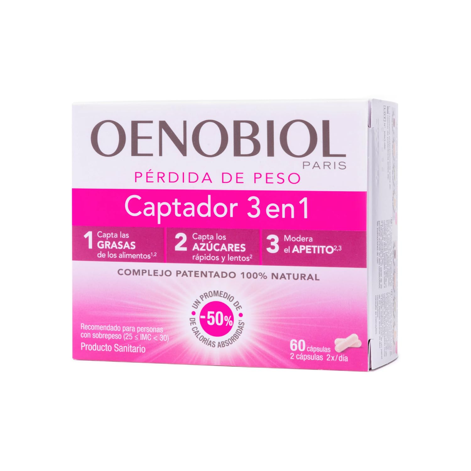 Oenobiol Weight Loss Captor 3 In 1 - 60 Capsules | Fat Burner & Appetite Suppressant Supplement for Women & Men | Supports Metabolism Boost & Healthy Weight Management