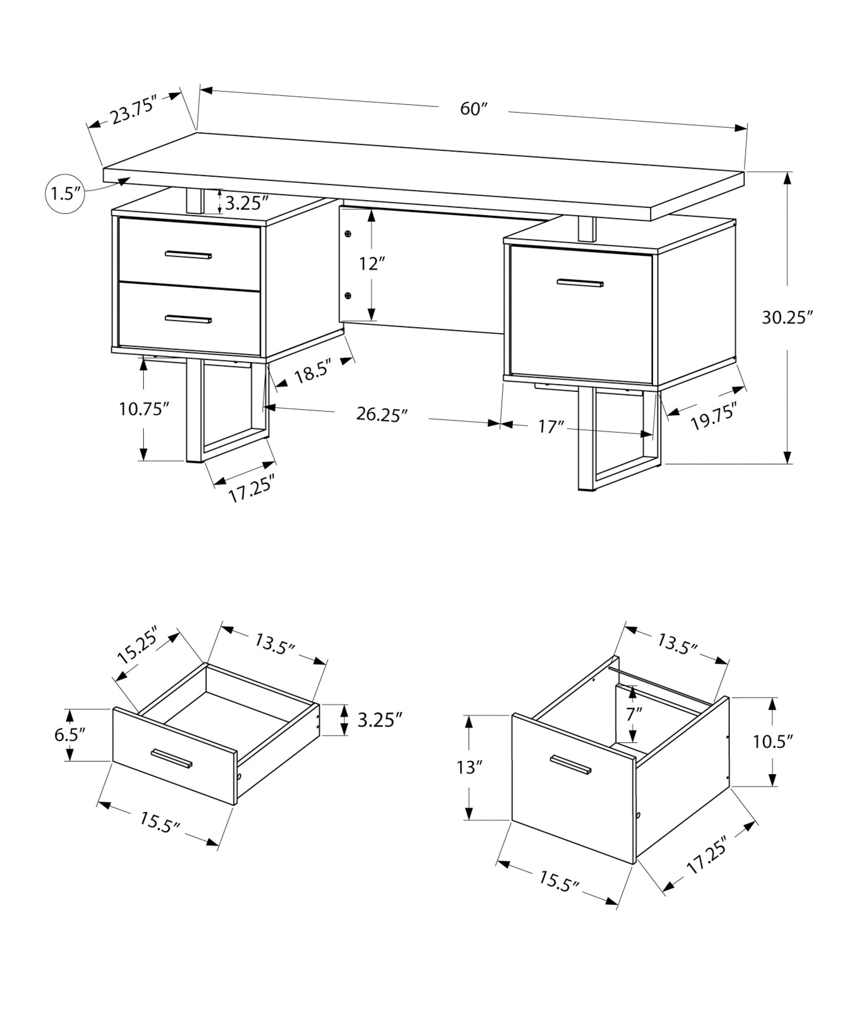 60L Cherry Wood Computer Desk with Black Metal Frame - Home Office, Gaming & Study Desk for Small Spaces