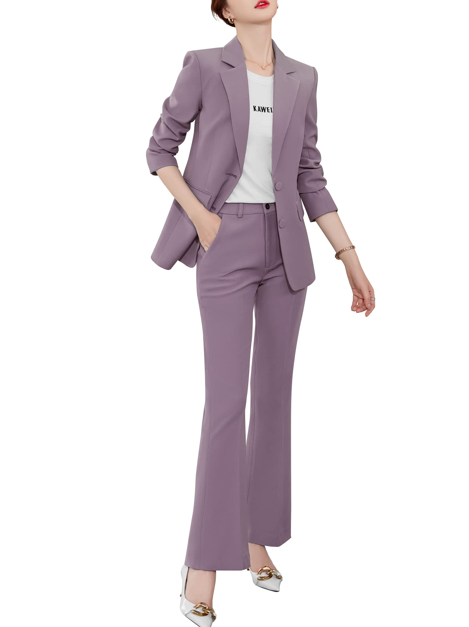 Elegant Women's Blazer Suit Set - Professional Two-Piece Solid Color Pant Suit for Business Office & Formal Occasions | Perfect for Workwear, Interviews, and Corporate Events